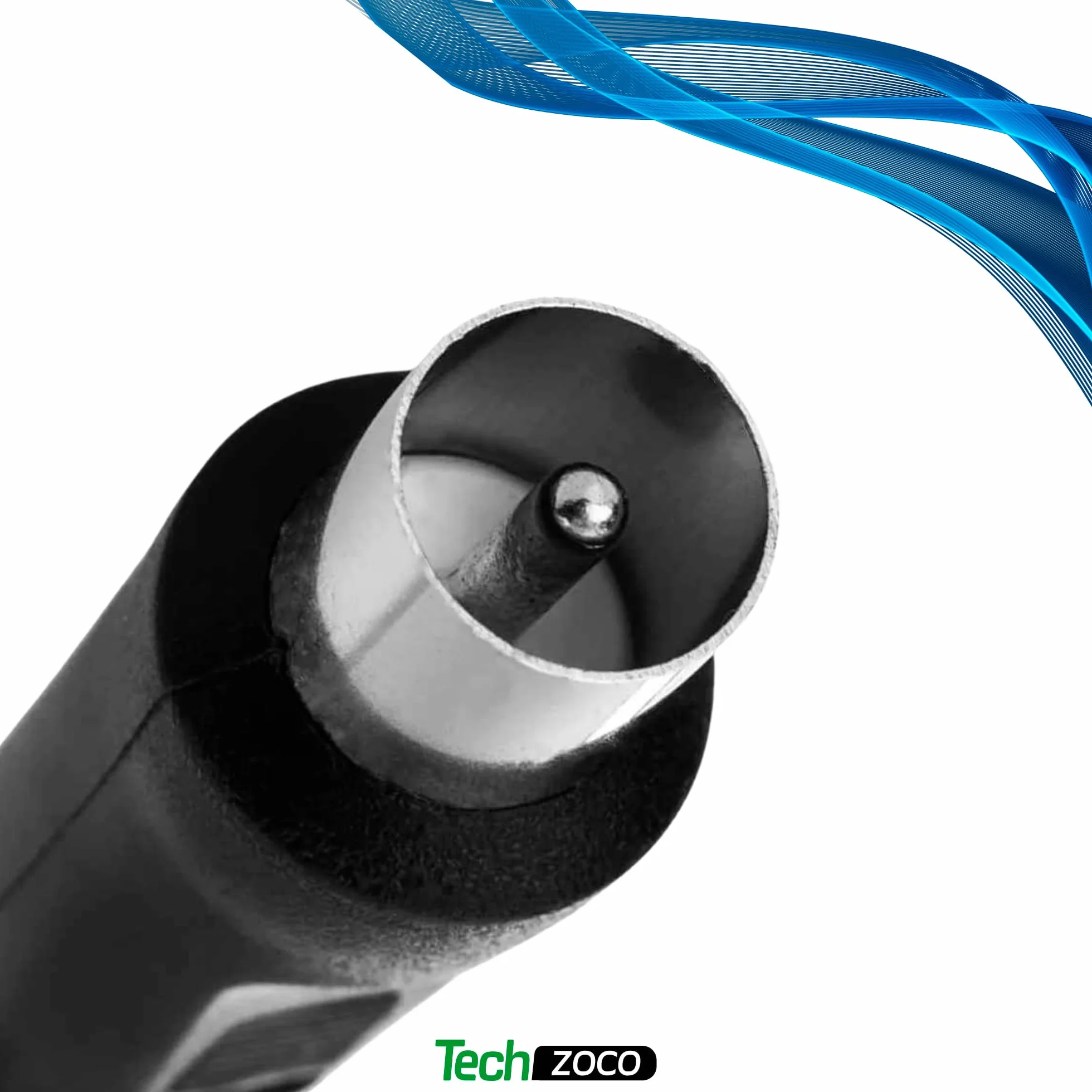 TECHZOCO Cable antena TV coaxial 75 Ohm 1.5 metros HDTV DVB-T2 DVB-C DVB-S 70dB Negro