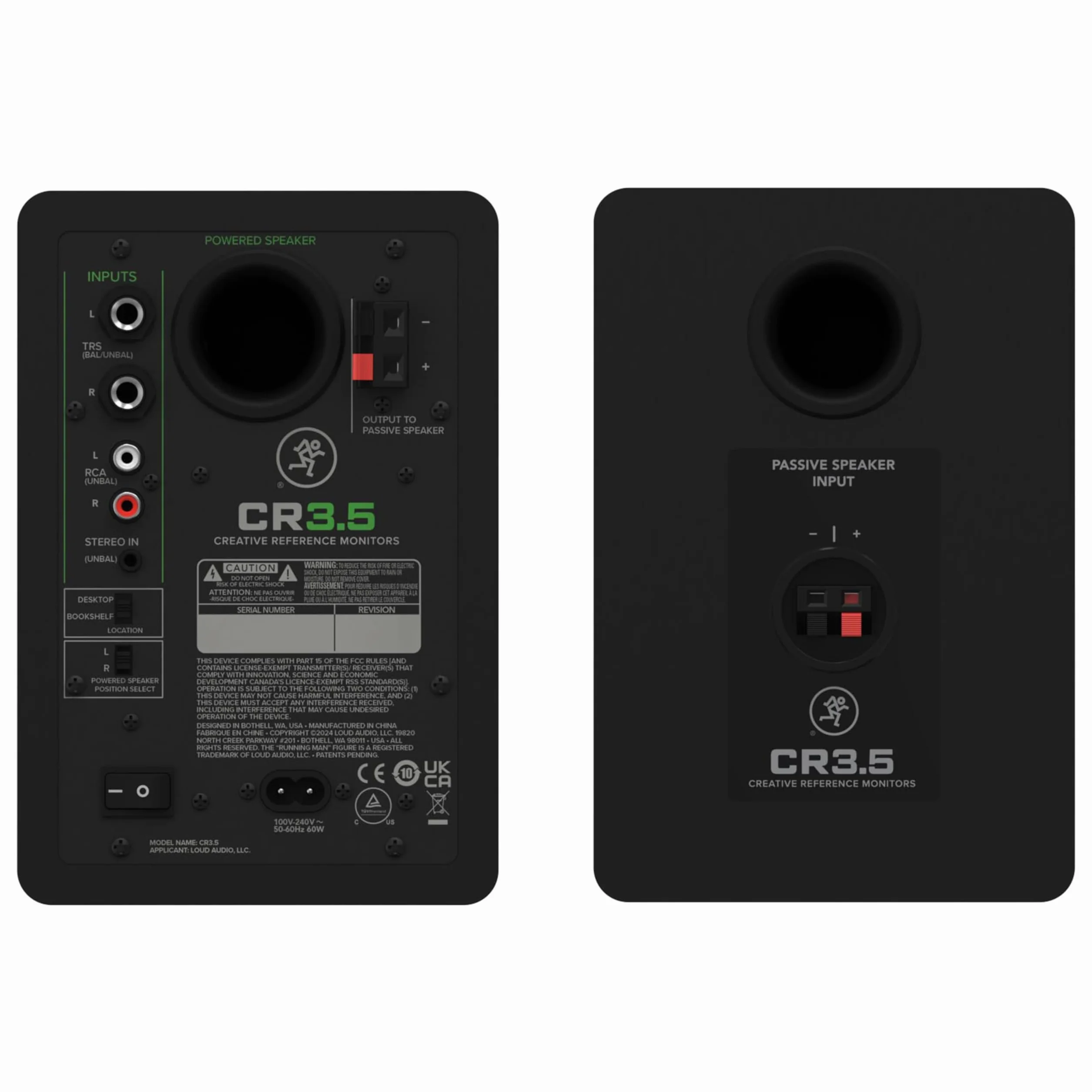 Monitores de estudio activos de 3.5" Mackie CR3.5BT con control de tono y Bluetooth®