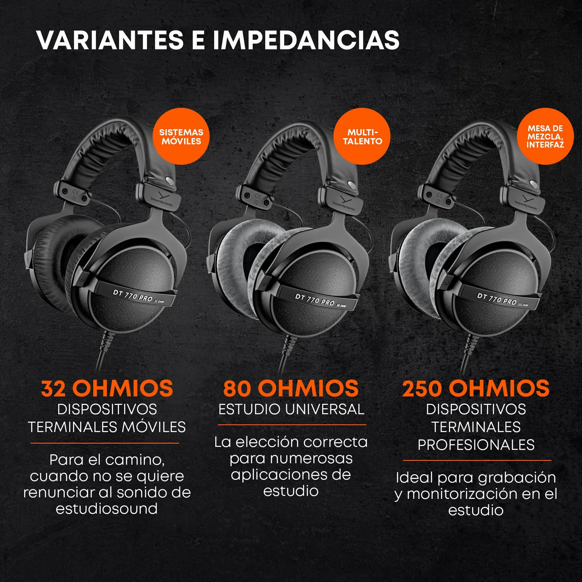 beyerdynamic DT 770 Pro 80 Ohm Auriculares de Estudio circumaurales. Diseño Cerrado, con Cable para grabación y monitorización Profesional. Hecho a Mano en Alemania