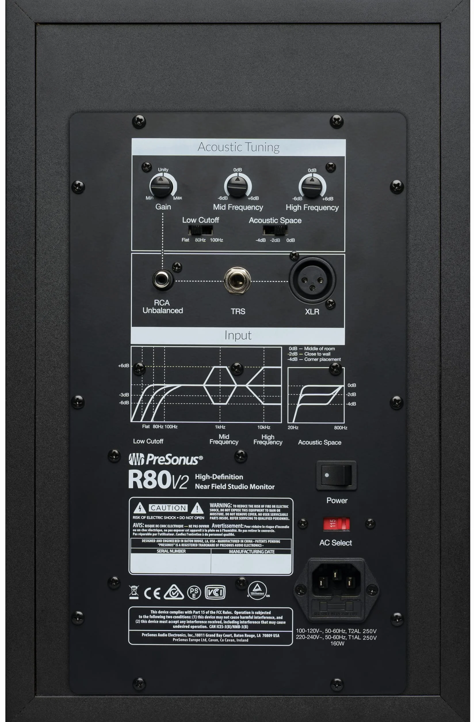PreSonus R80 V2, Monitor de Estudio Polivalente, Claro y Preciso con Controles de Optimización Acústica y Tweeter AMT para una Escena Sonora Extendida y una Respuesta Transitoria Excepcional