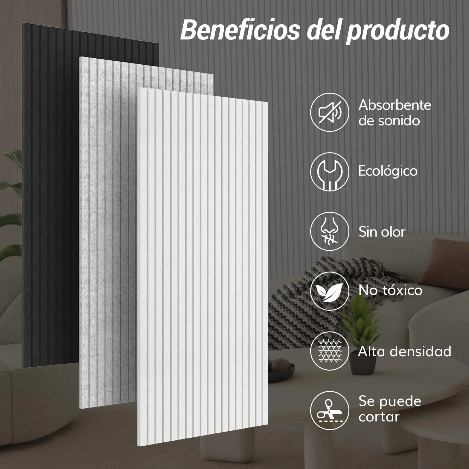 TONOR 8 PCS Paneles Acusticos Grande, 120x60x0,9cm Paneles Insonorizacion Pared, Aislante Acustico Autoadhesivo, Panel Decorativo Pared para Página Principal Sala de Uía Oficina, Negro