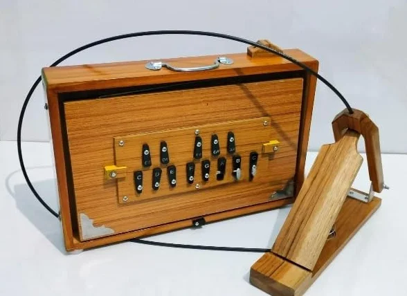 Shruti Box 15x10x3 Pulgadas, Madera Teca y Ply, 440Hz & 432Hz Sur Pete Con Pádel