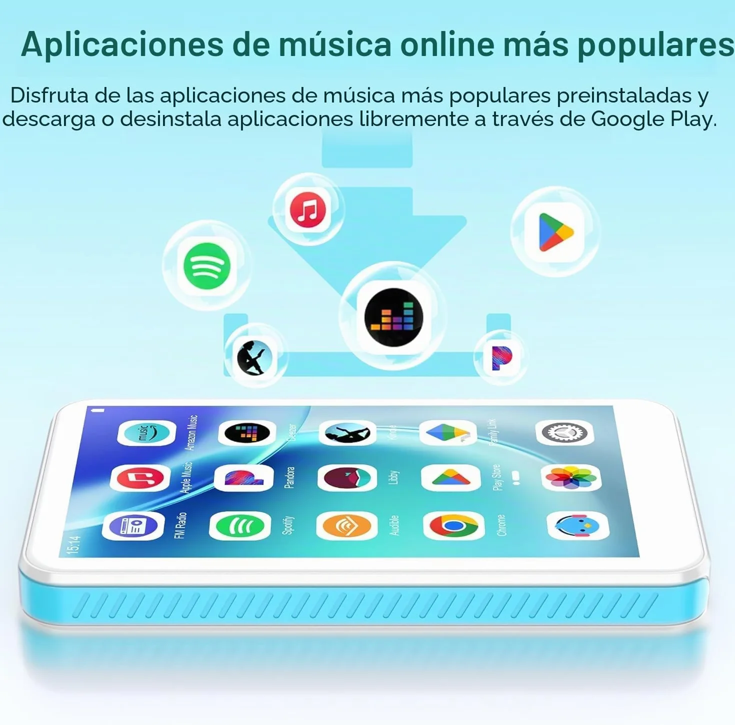 SWOFY D08 Reproductor MP3 Android 13 160GB Bluetooth WiFi 4 pulgadas Pantalla táctil