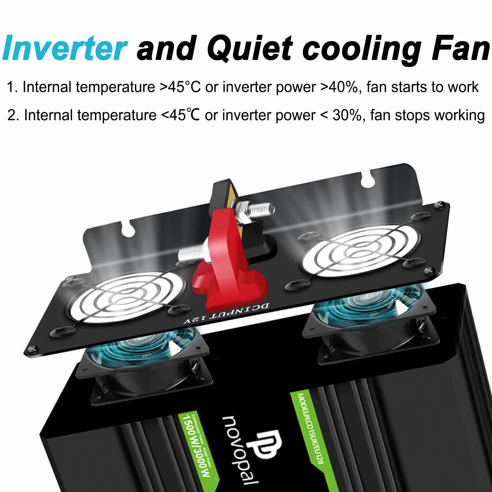 NOVOPAL Inversor 24V 230V Onda Pura 1500W Convertidor de Corriente Conversor con 5m Control Remoto para Coche Camion