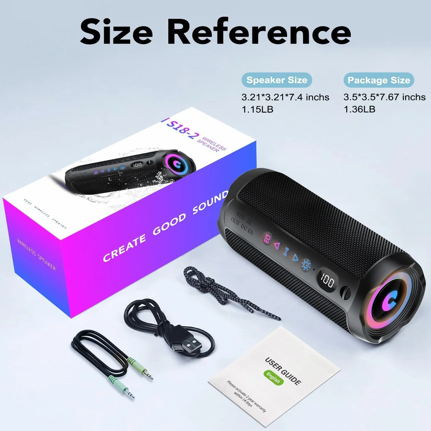 Altavoz Bluetooth Portátil 25W IPX7 TWS RGB Graves Duales 25H