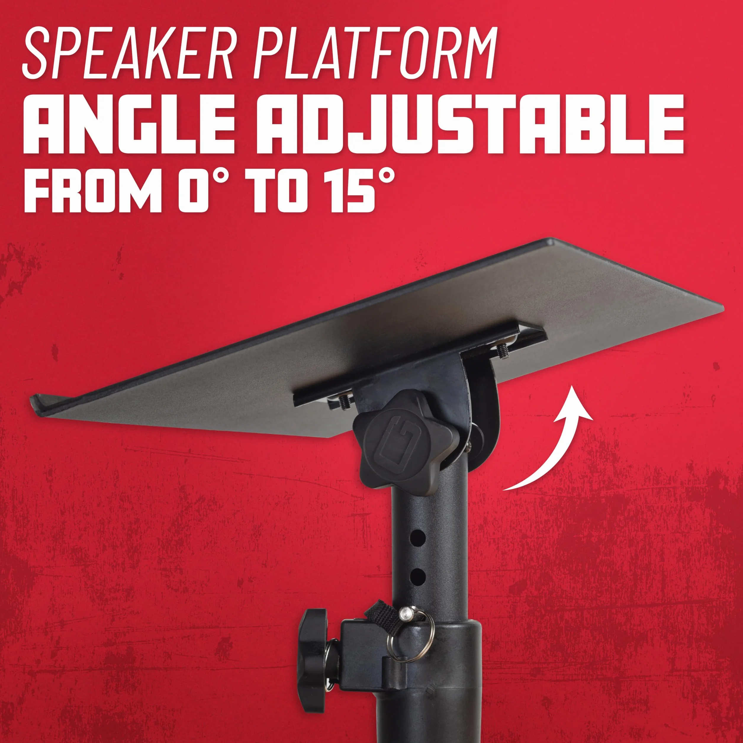 Gator Frameworks Soportes de Estudio y para Altavoces de Escritorio con Superficie Acolchada de Espuma EVA, ángulo Ajustable de 0° a 15° - Juego de 2 (GFWSPKSTMNDSK)