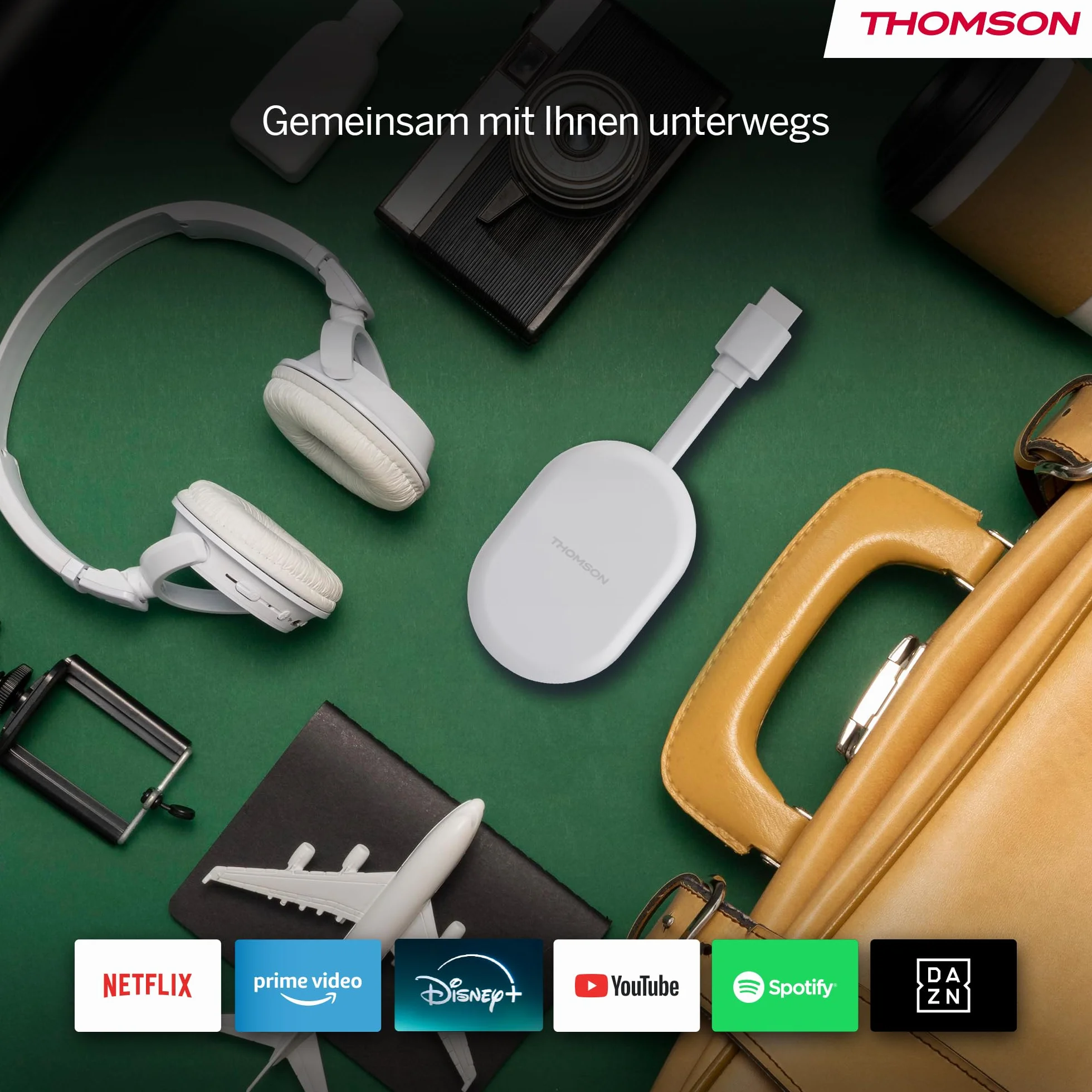 Thomson Go Cast 152 Dongle de Streaming, 4K UHD Google TV, Control por Voz, Google Cast, Dolby Atmos, Dolby Digital+, HDR10, Portátil, 2 GB RAM, 32 GB Memoria – Blanco