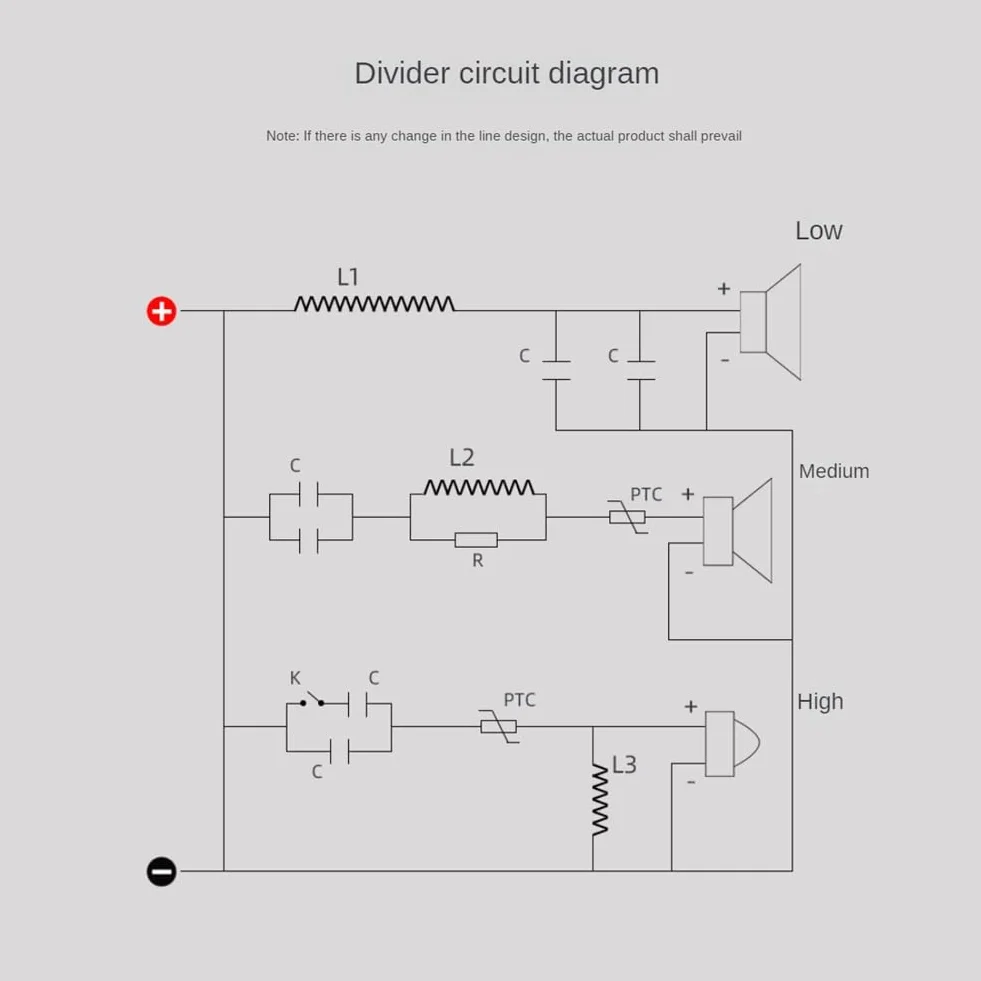 Divisor de Frecuencia 3 Vías 250W 850/5200Hz Altavoz Filtro Circuito HiFi Estéreo Audio Crossover DIY
