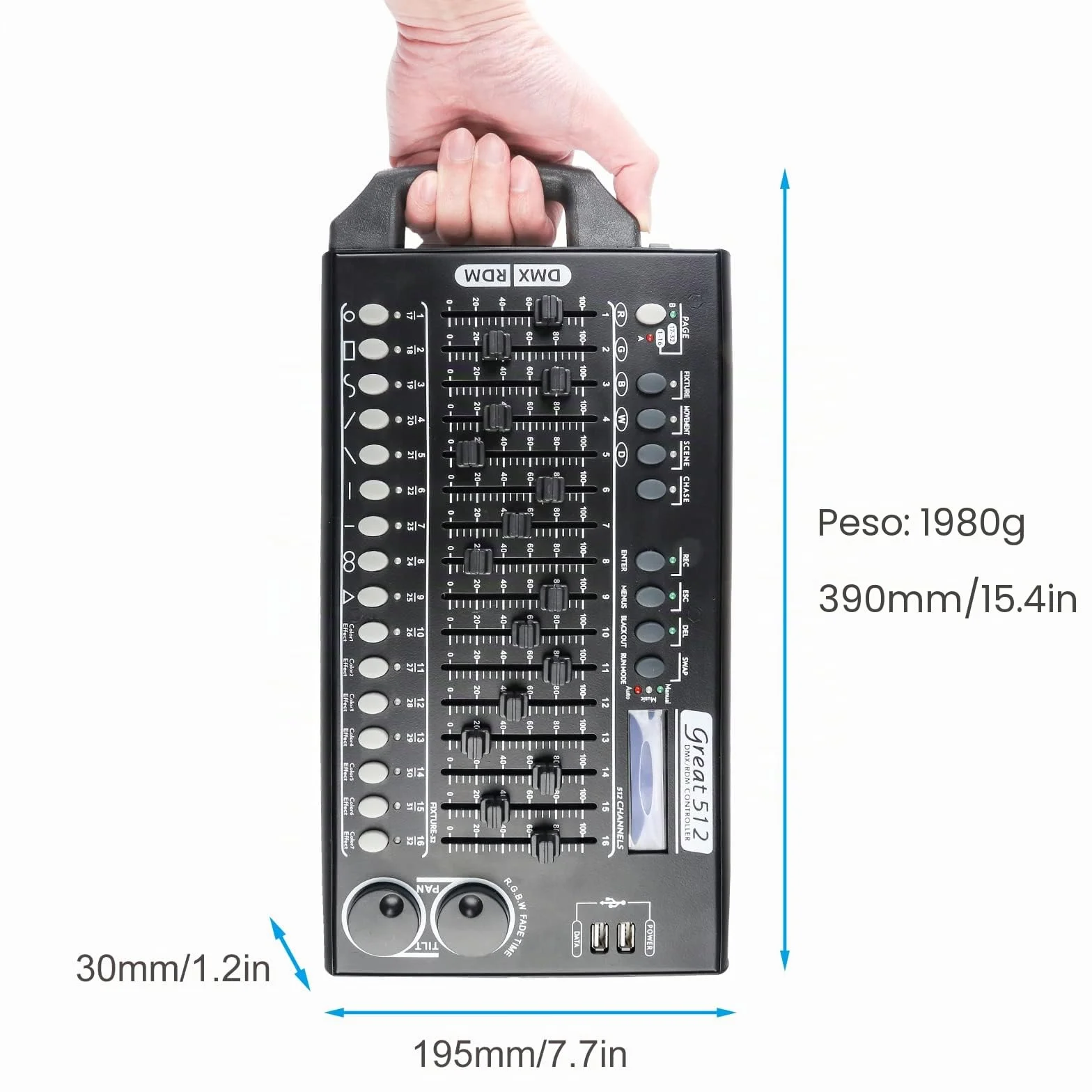 Controlador Dmx 512 Canales Dmx512 Controlador para Iluminación de Escenario, Mezcladores de iluminación Mesa Controladora de Luces Consola, Dmx Controller Con Programa Integrado y Función de Dip RDM