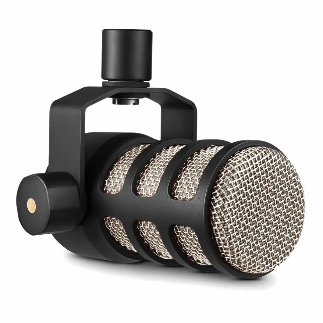 RØDE PodMic Micrófono dinámico de calidad de radiodifusión con soporte giratorio integrado para podcasting, streaming, gaming y grabación de voz, XLR (Negro)
