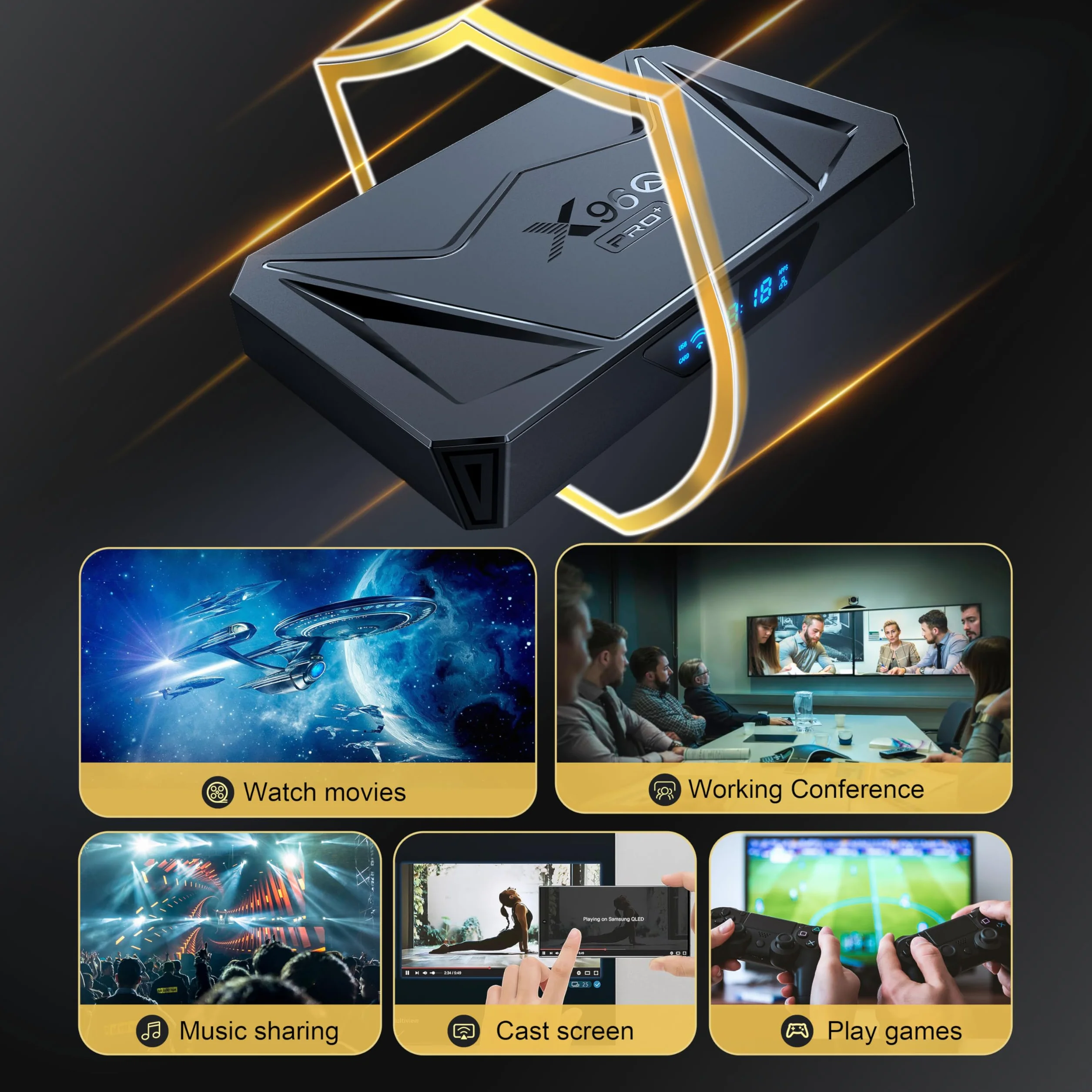 Android 14.0 TV Box 4K Allwinner H728 2+16GB WiFi 5.8G BT5.0 USB3.0