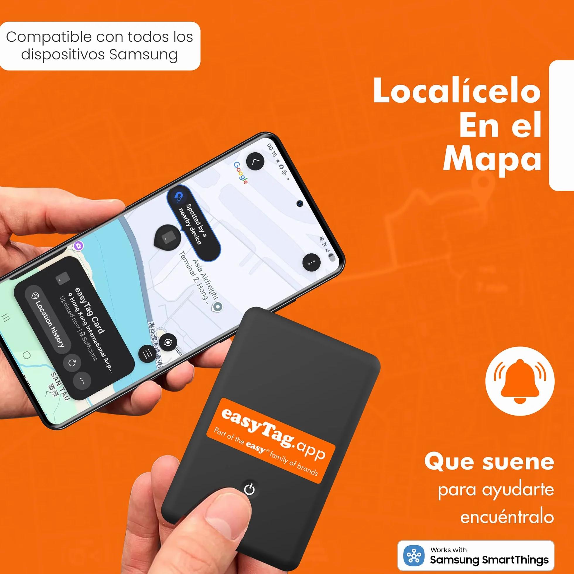 easyTag Card Tracker (Solo Samsung) - Tarjeta Localizador Cartera Slim y Global para el Rastreo de Carteras, Bolsas, Maletas y Equipaje. de Rastreo Recargable Compatible con la App Samsung SmartThings
