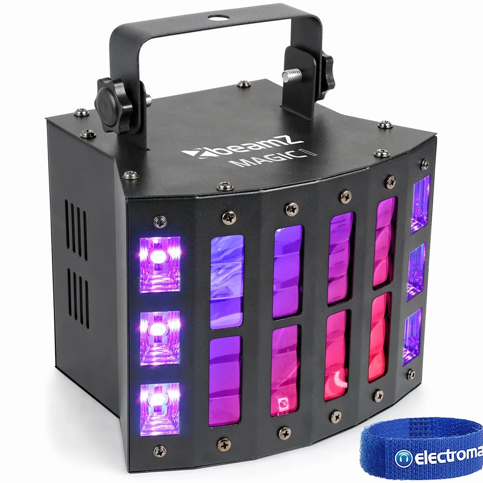 BeamZ Magic1 LED Derby, luz negra y estroboscópica en uno, efecto de discoteca con 3 efectos de luz, tecnología de iluminación, efecto de led DJ, foco de disco, lámpara de discoteca colorida