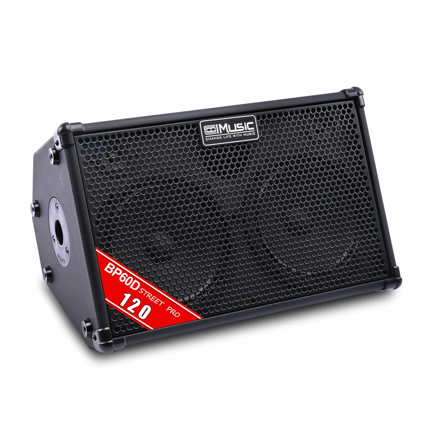 Coolmusic BP60D 60 W x 2 Altavoz Amplificador de Guitarra acústica Alimentado por batería, Altavoz Bluetooth portátil con Efecto de retardo de Coro de reverberación, 7 entradas