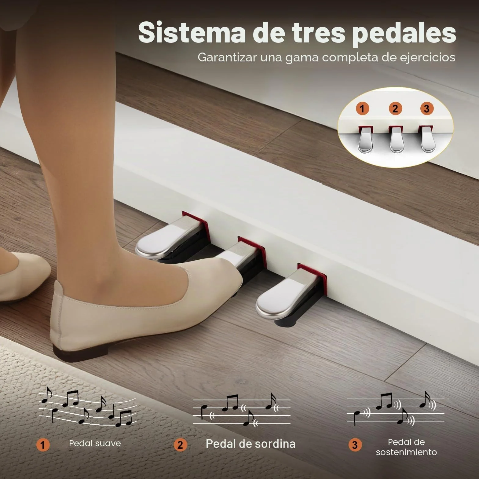 MUSTAR Piano electrónico de 88 teclas con mecanismo de martillos, piano digital, piano electrónico con 3 pedales, sistema de control doble, USB/MIDI, clásico profesional (Blanco)