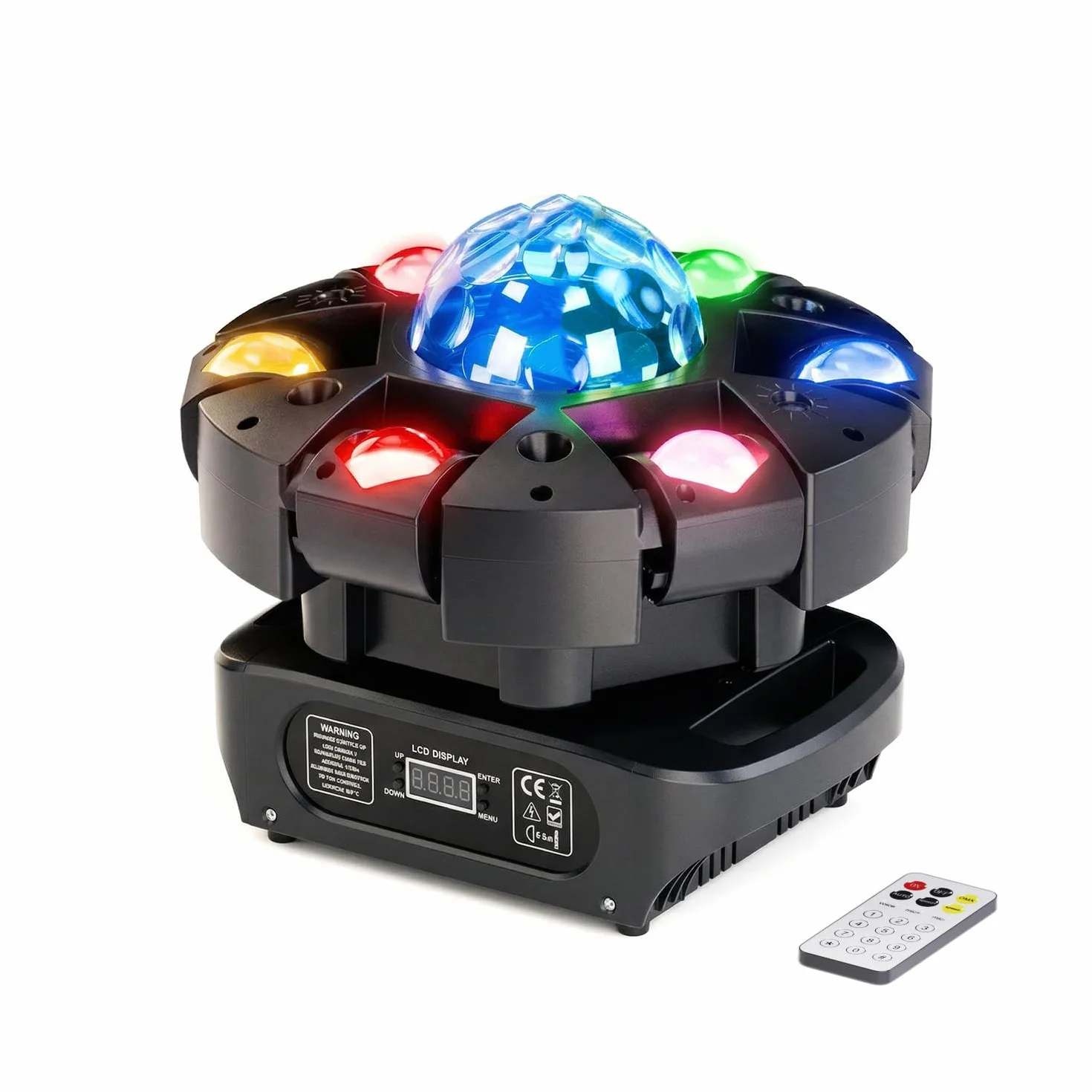 Lyre LED 150W Beam Luz de escenario RGBW con control remoto y bola discoteca, iluminación de noche DJ 25 canales juegos de luz para bar, club, discoteca, fiesta, disco