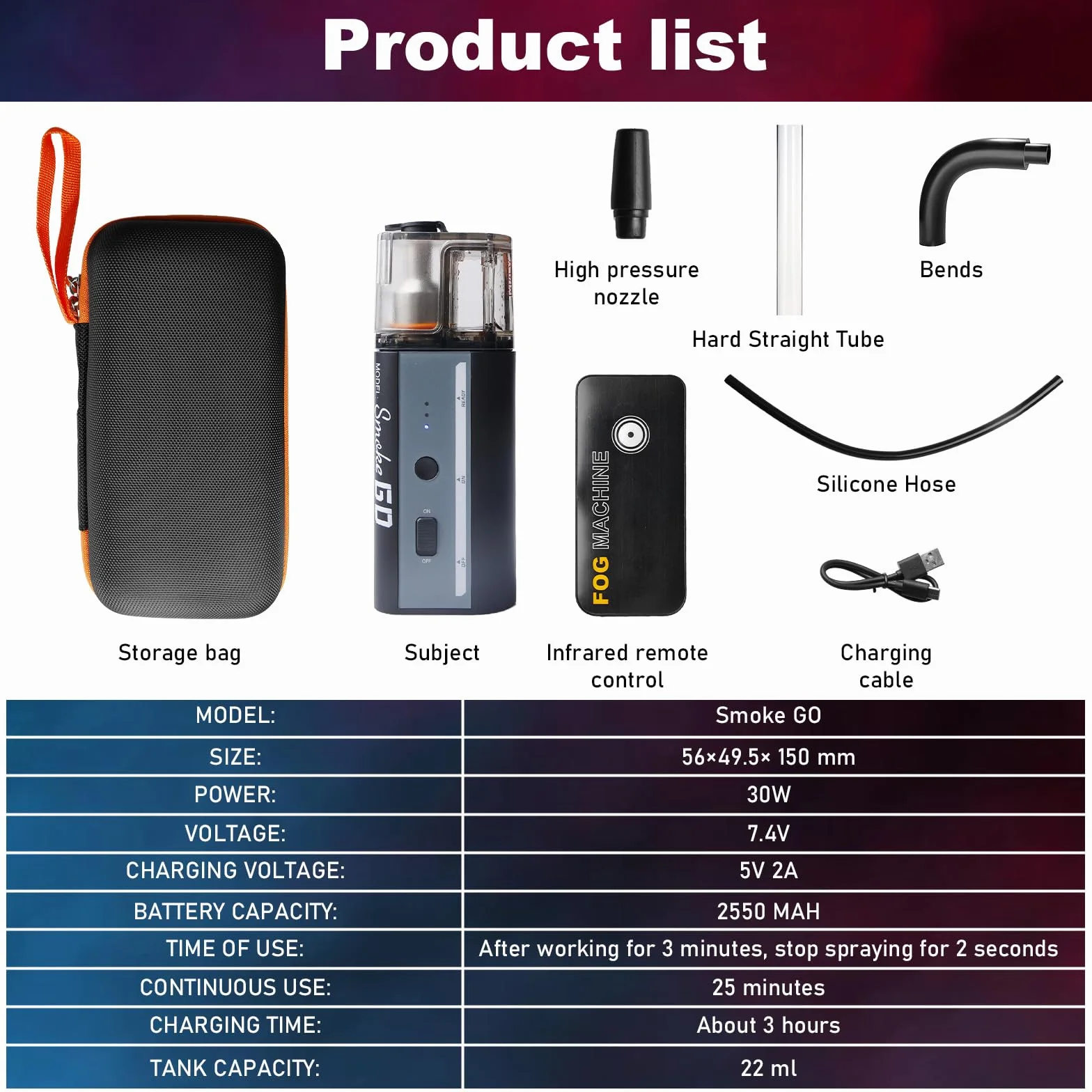 Mini máquina de niebla con mando a distancia inalámbrico, Leikurvo de 30 W portátil con batería, alcance de 10 m, máquina de humo recargable para fotografía, bodas, fiestas y Halloween