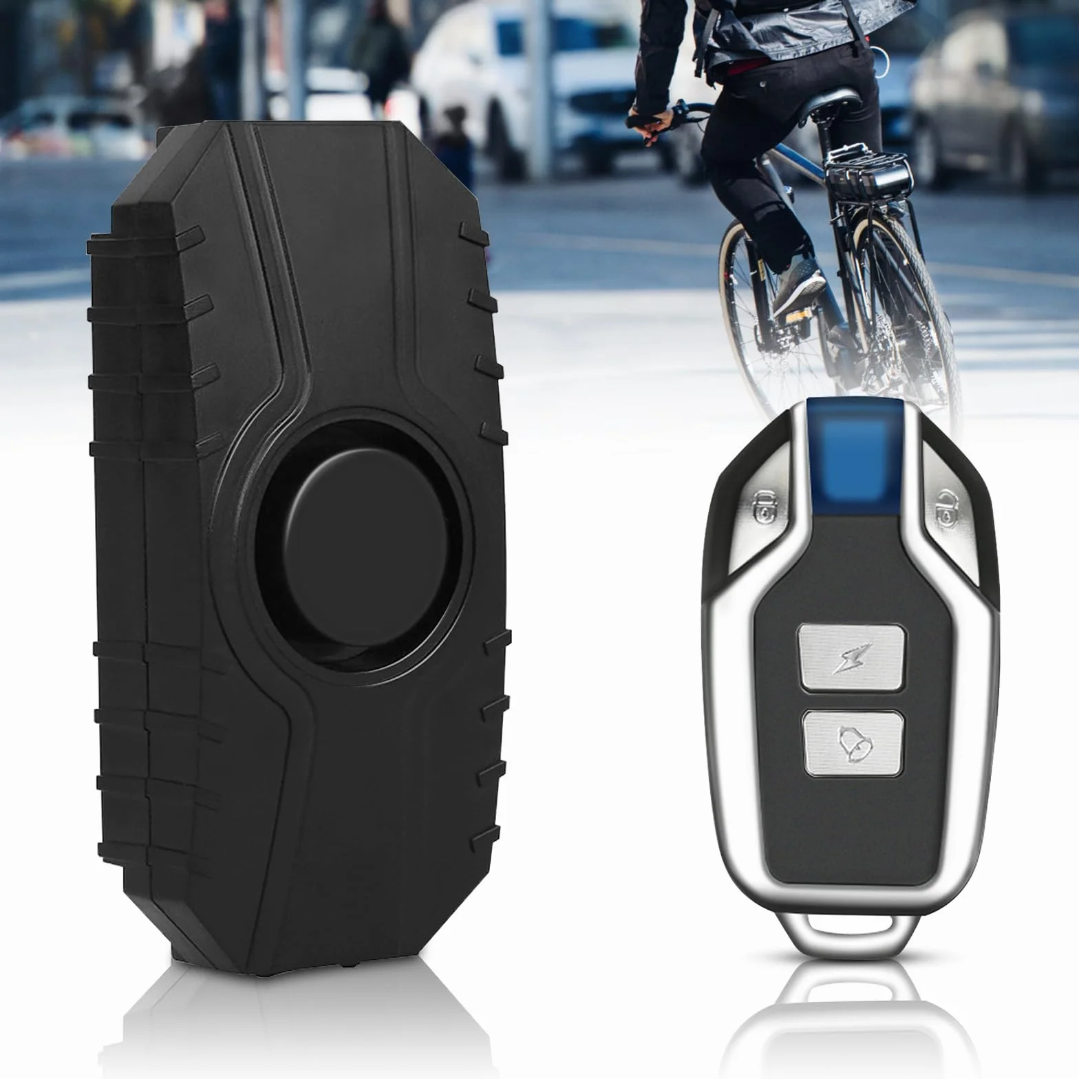 Alarma de bicicleta, alarma inalámbrica para motocicleta, alarma de bicicleta con mando a distancia, sensor de movimiento de vibración de seguridad, sistema de alarma para bicicleta, 113 dB,