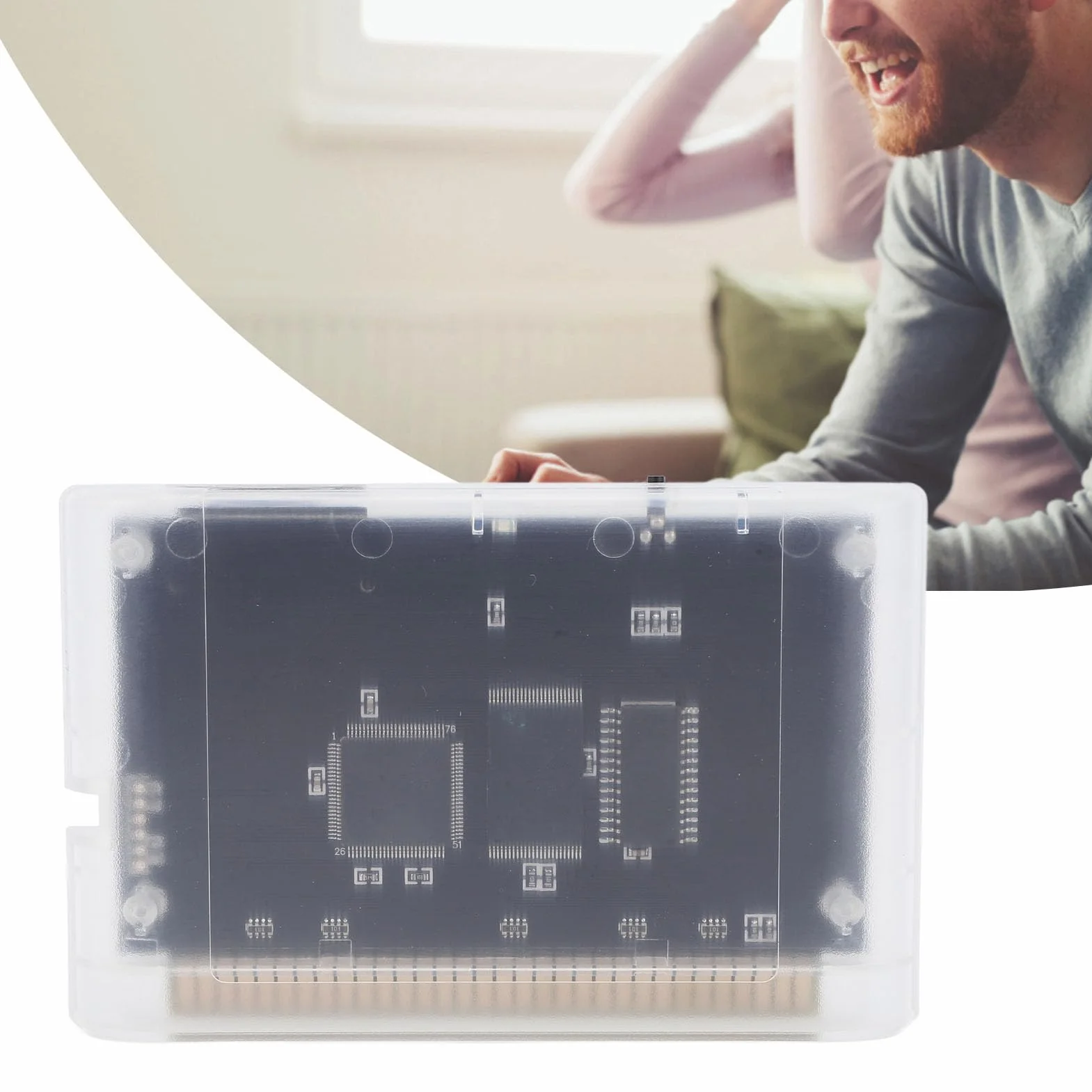 Videocasete para Juegos Mega Drive Genesis Master System 32X, Tarjeta de Juego 3000 en 1 con Tarjeta de Memoria, Soporte Versátil, de Región Flexible (Blanco transparente)