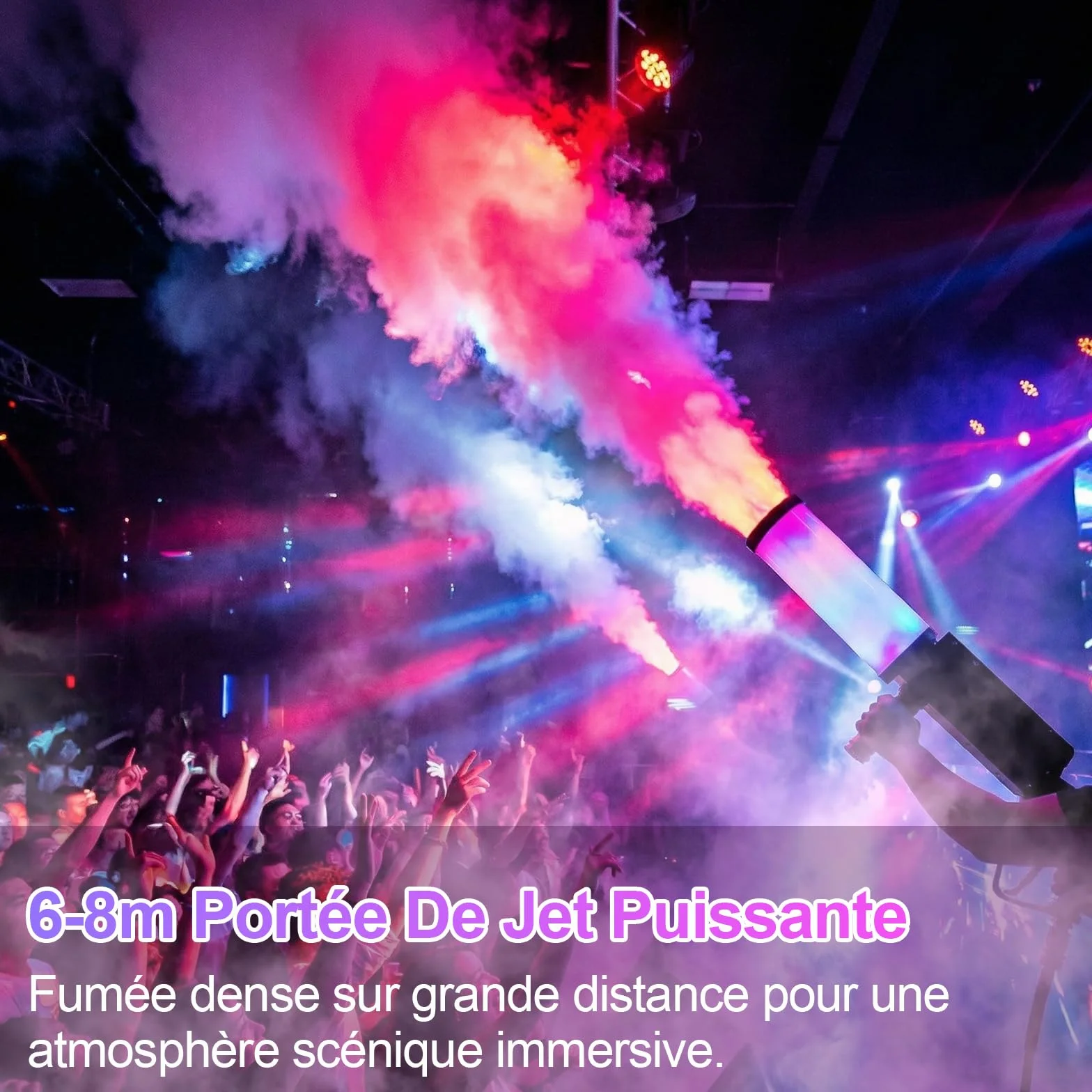 Máquina de Humo CO2 Portátil YUZINO, Pistola de Humo con 4 LED RGB y Tubo de 3 m, Alcance de 6-8 m - Ideal para Bares, DJ, Fiestas, Conciertos, Bodas, Halloween y Navidad - Material para Espectáculos