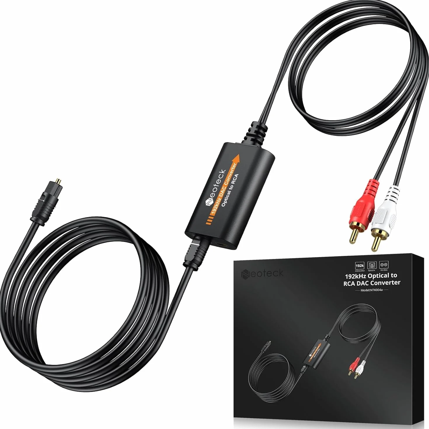 Neoteck DAC Convertidor Óptico a RCA 192 kHz SPDIF a RCA 7ft/2.1m para HDTV