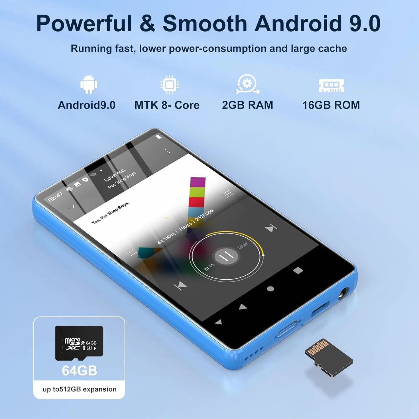 Reproductor MP3 SWOFY 80GB Bluetooth WiFi 4.0 Pulgadas Pantalla Táctil Radio FM