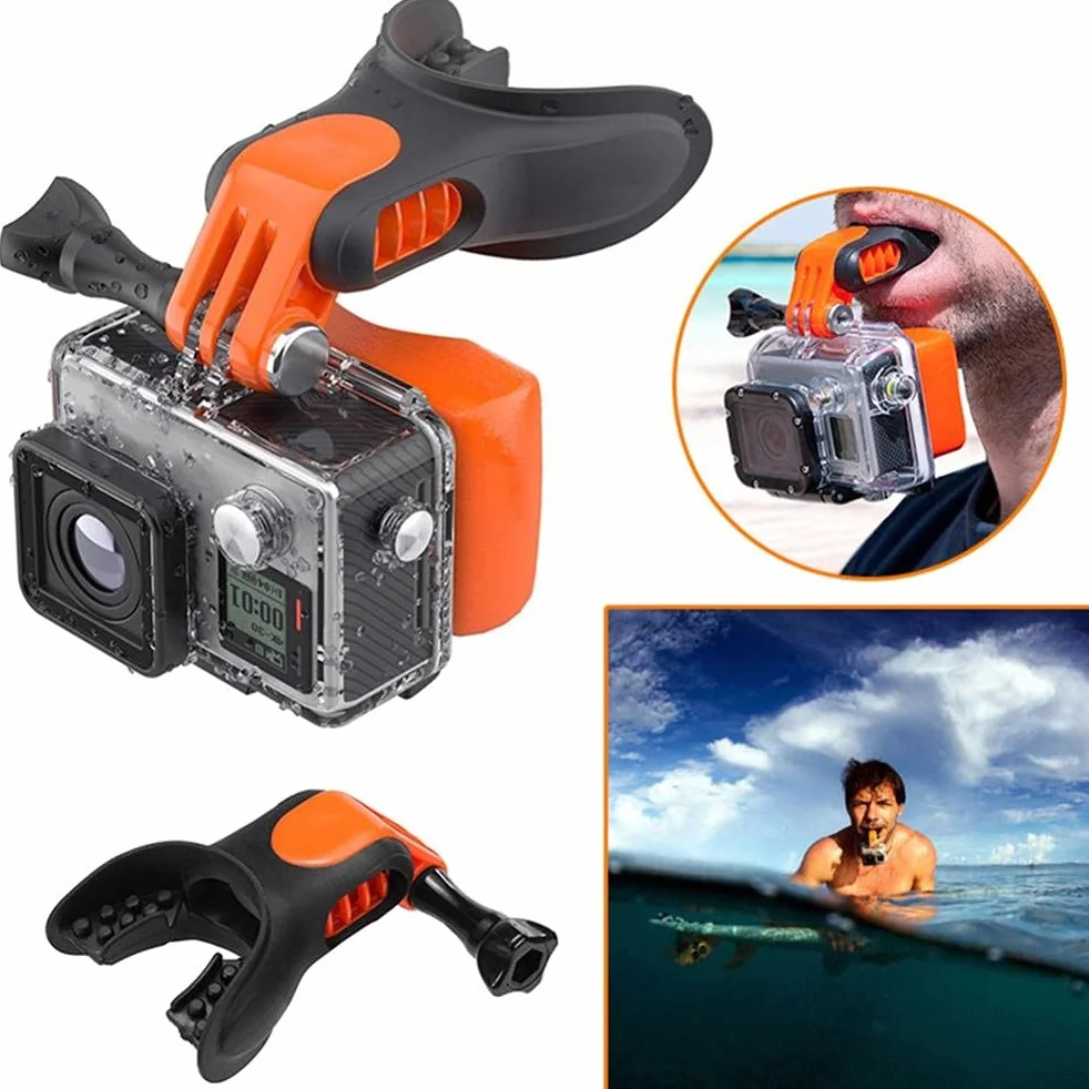 Boquilla de mordida de Surf, Soporte de Boca para Hero 7, 6, 5, Accesorios para cámara de Snowboard y Surf Submarino, Conector portátil, Boquilla de sujeción para Patinaje y Surf