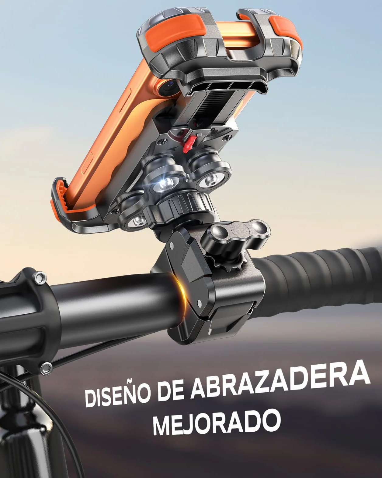 Babacom Soporte Móvil Moto Antivibración 360° Rotación con Amortiguador y Cerradura, para ATV/Scooter, Compatible iPhone 4-6.8"