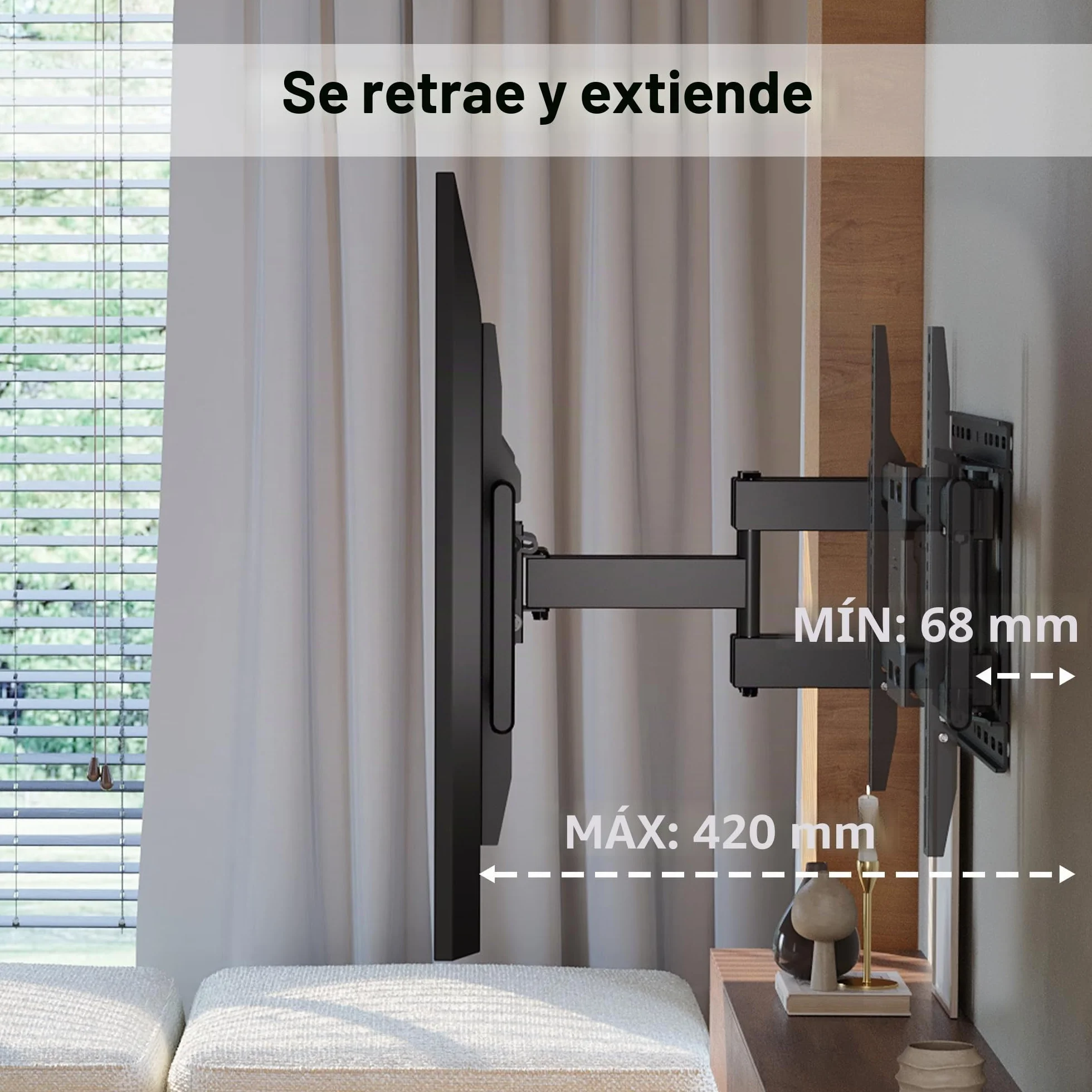 BONTEC Soporte TV Pared 37-85 Pulgadas Movimiento Completo Inclinable Giro Nivelación Extensión 60 kg VESA 600x400 mm