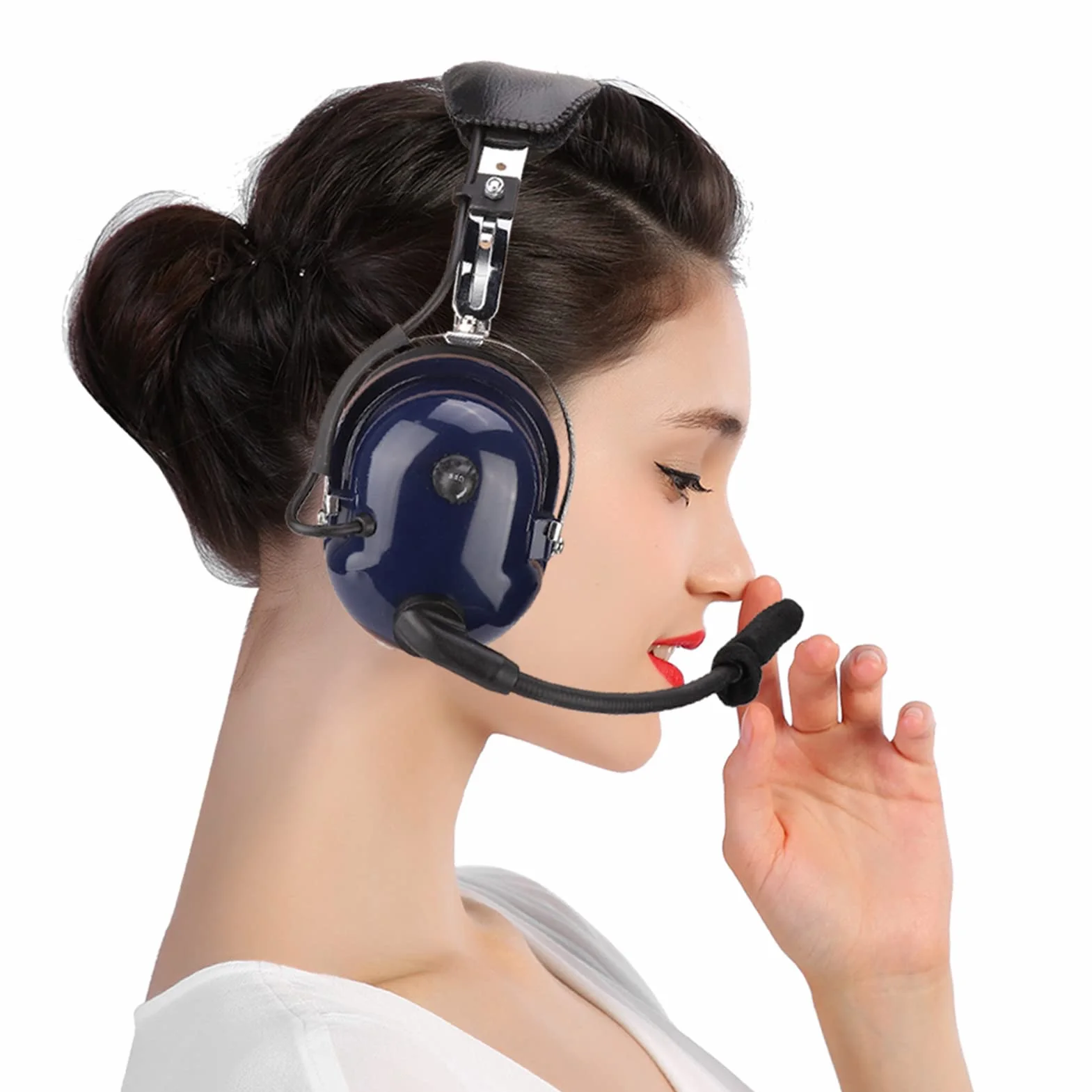 Auriculares de Aviación, Auriculares Piloto de Reducción de Ruido de 24 DB con Espuma de Micrófono a Prueba de Viento y Diadema de Acero Inoxidable, para Pilotos de Aviación