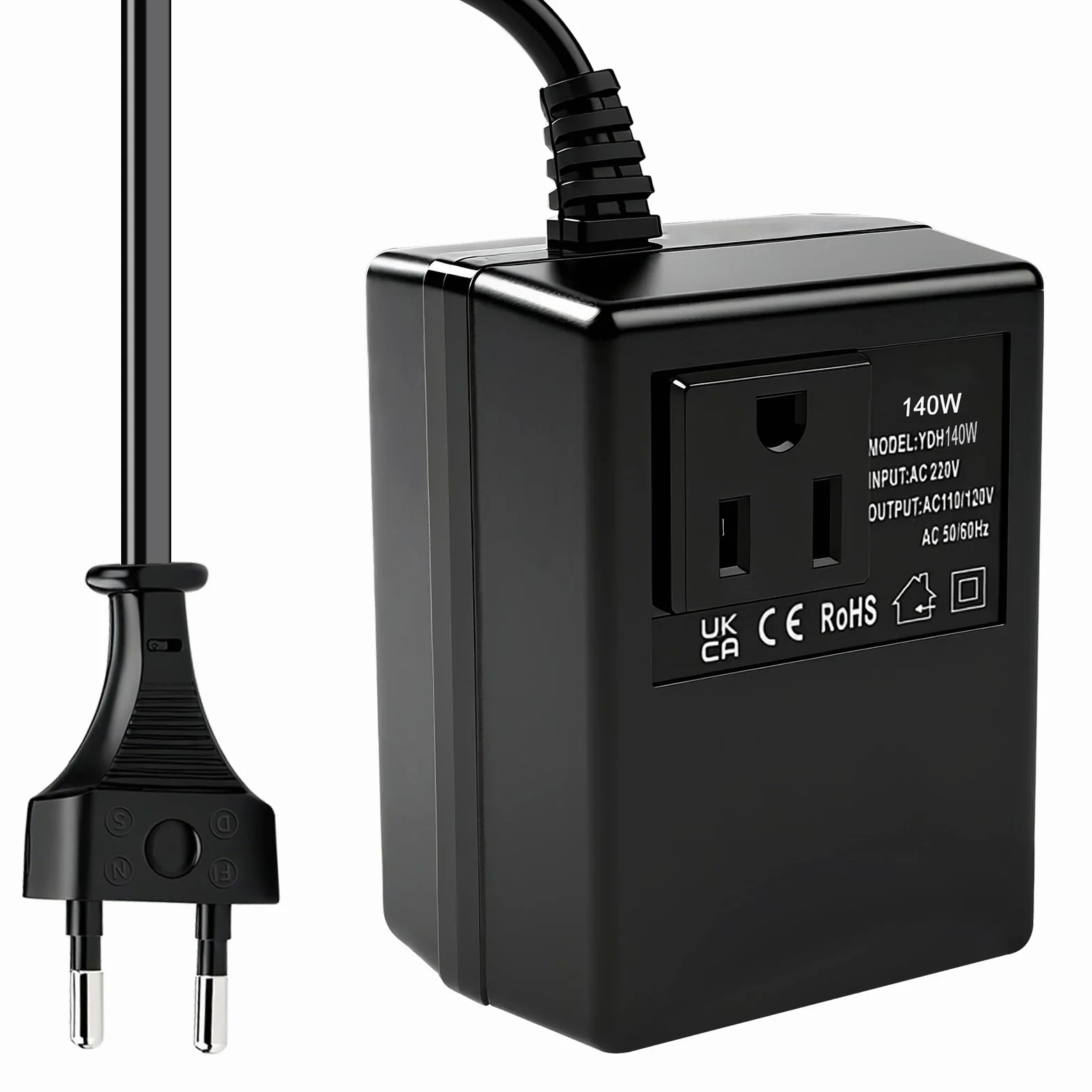 Convertidor de voltaje 220V a 110V 140W transformador adaptador Reductor de Voltaje adaptador corriente de viaje transformador converter enchufe UE
