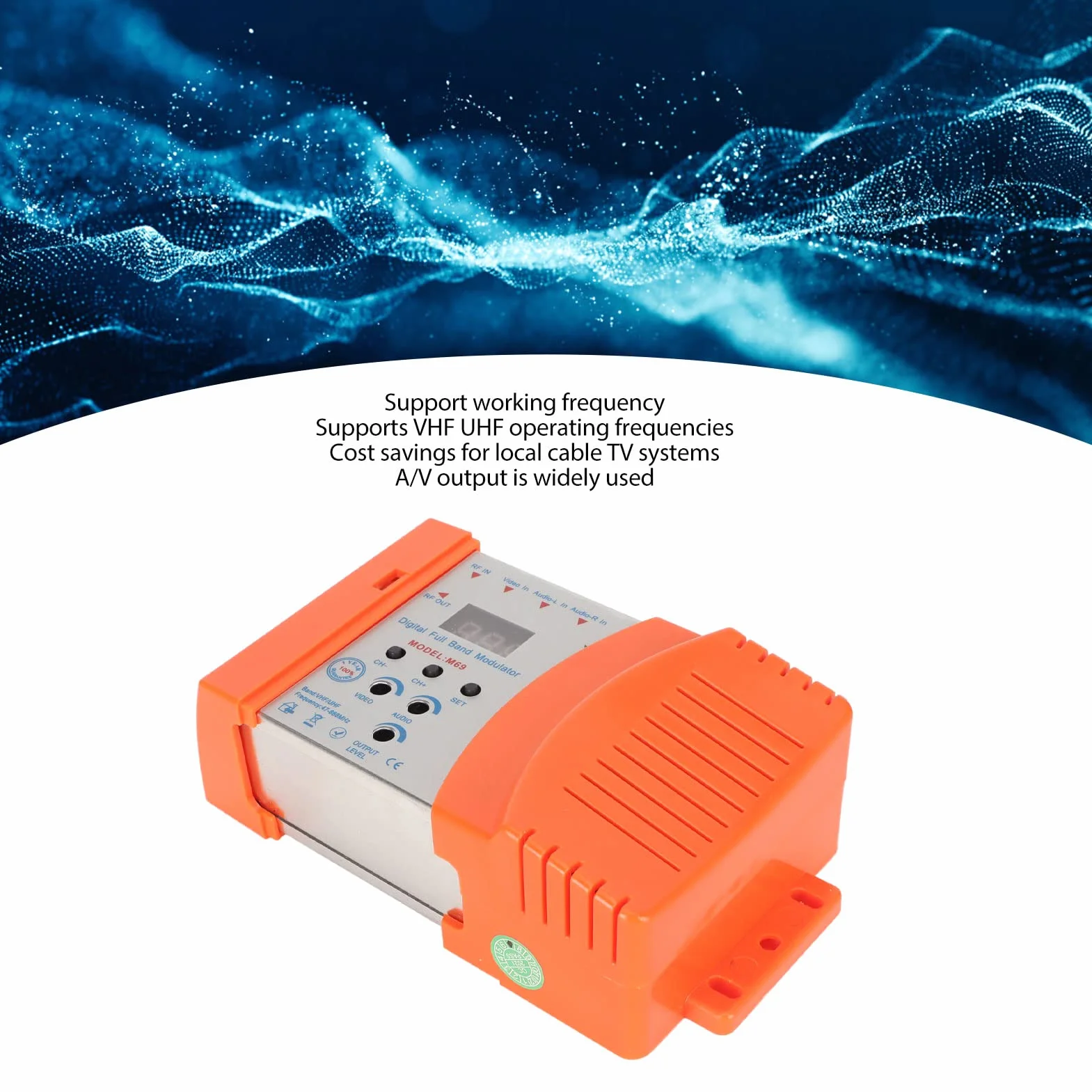 Modulador de RF Digital, M69CP Audio Video HDMI AV a Convertidor de RF Compatible con Formato PAL NTSC, Modulador de Enlace de TV VHF UHF para Decodificadores (Enchufe de la UE)
