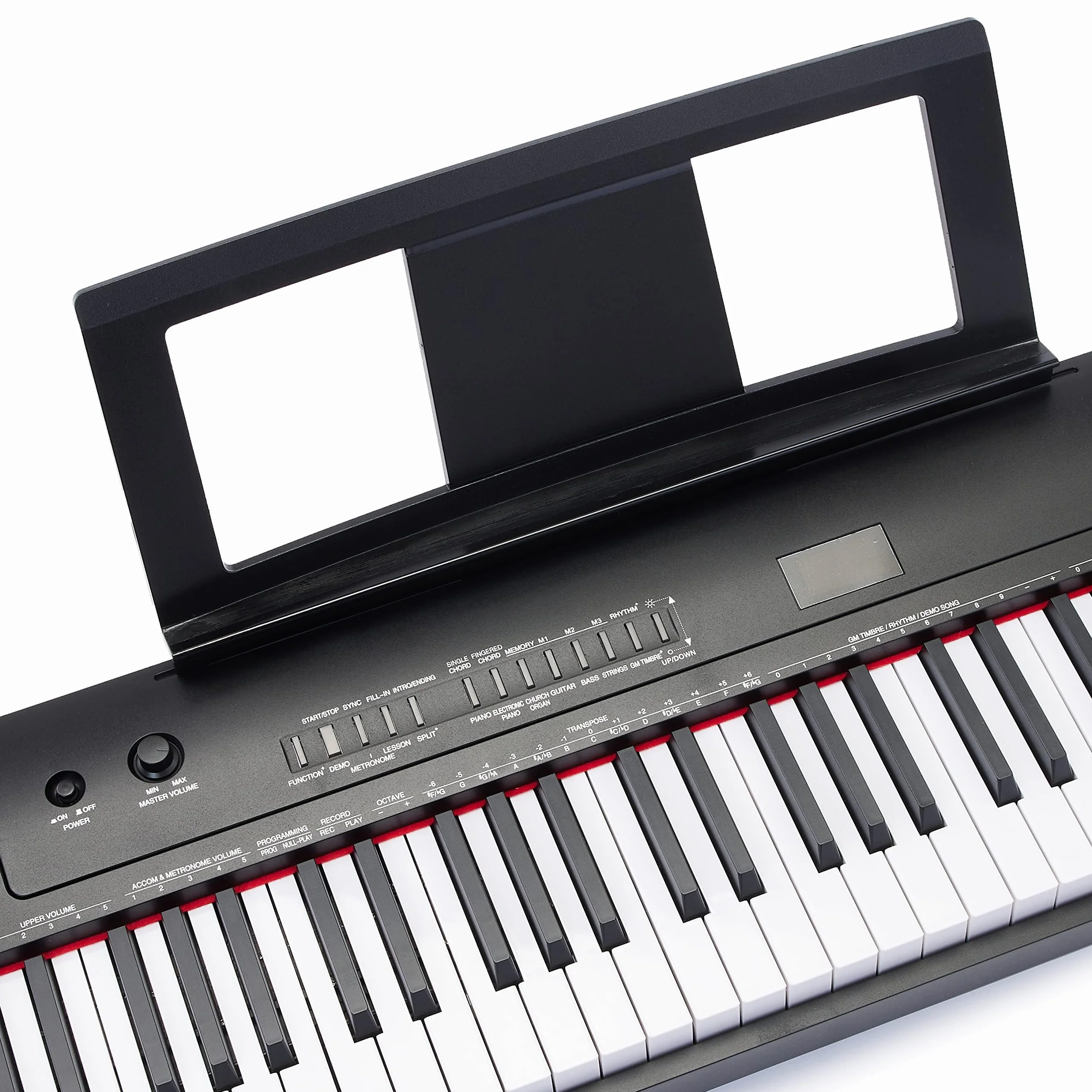 Amazon Basics Piano Digital Portátil de 88 Teclas Semicontrapesadas con Pedal de Sustain, 2 Altavoces, 140 Timbres, 200 Ritmos, 16 Canciones de Demostración, Metrónomo, Modo Lección - Negro