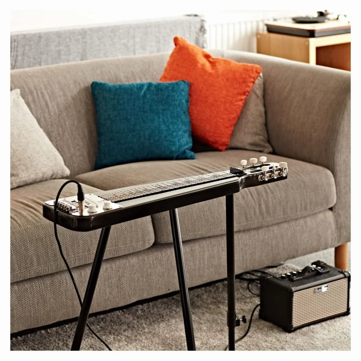 Gear4music Lap Steel Kit de guitarra con soporte, Tonebar Slide y Gig Bag