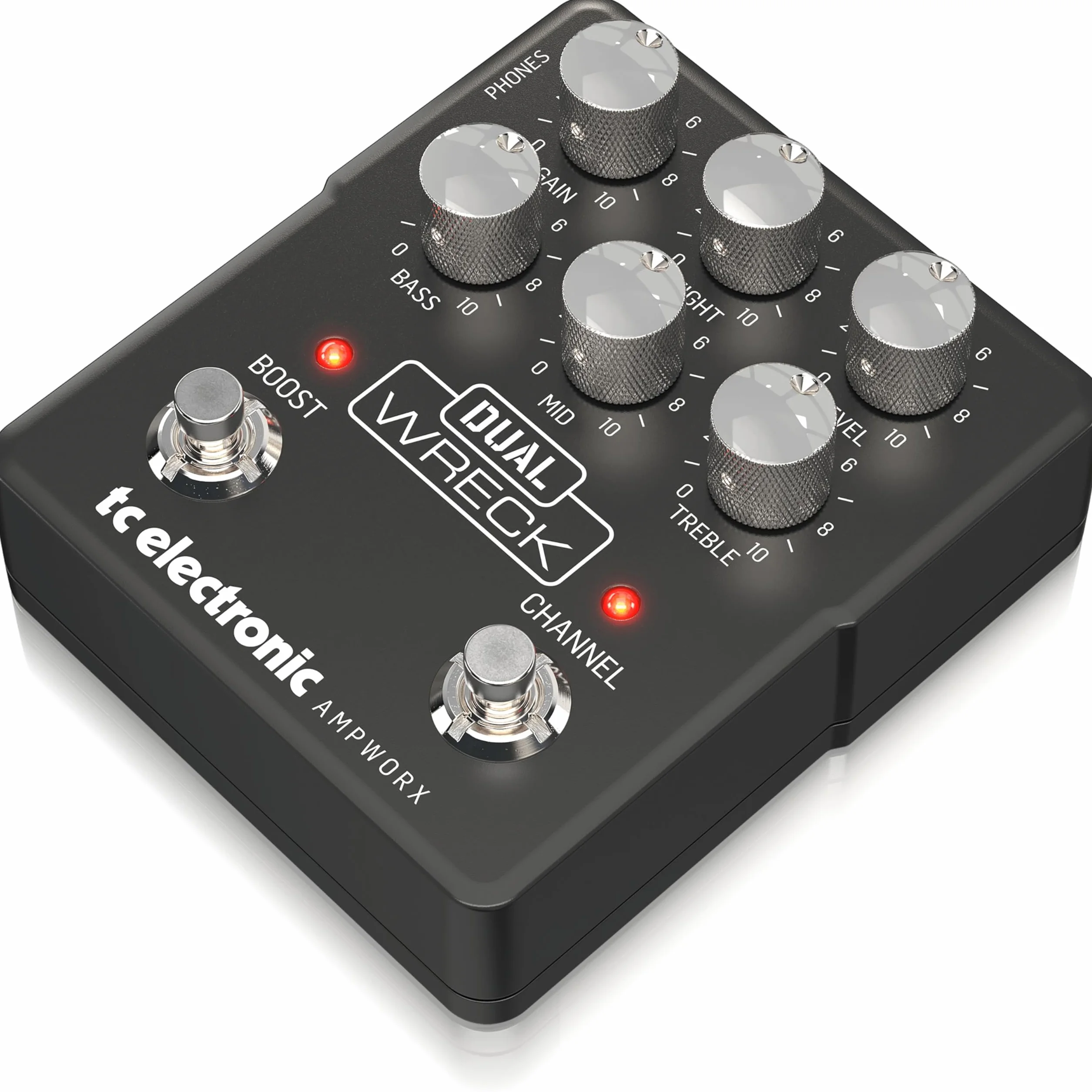 TC Electronic Dual Wreck PREAMP Pedal de Guitarra | Preamp de Guitarra de Doble Canal con Controles de Canal Independientes, Refuerzo Pre/Post y Salidas Dedicadas para DI y Auriculares