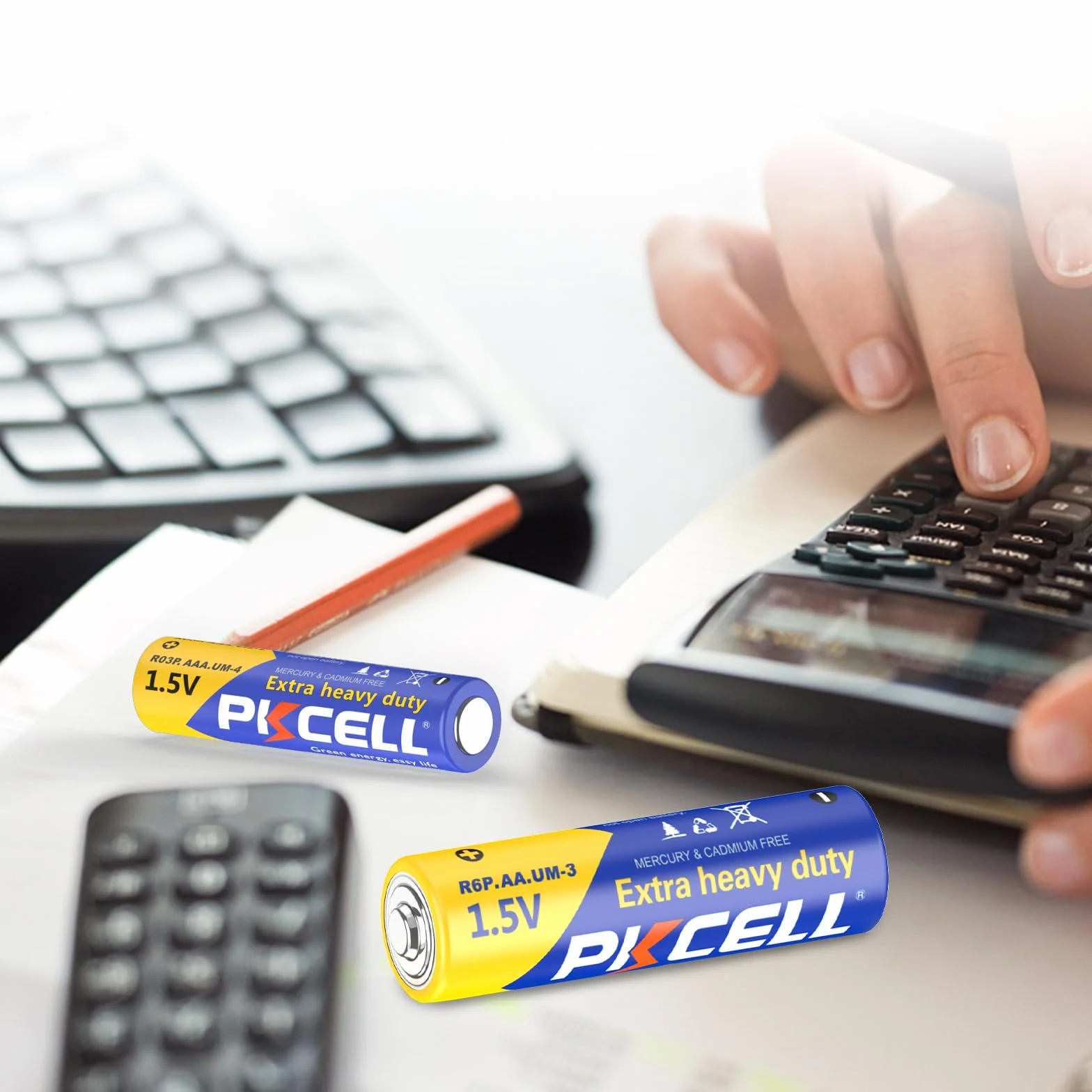PKCELL 40 Pilas AA R6P + 40 Pilas AAA R03P Carbono 1,5 V