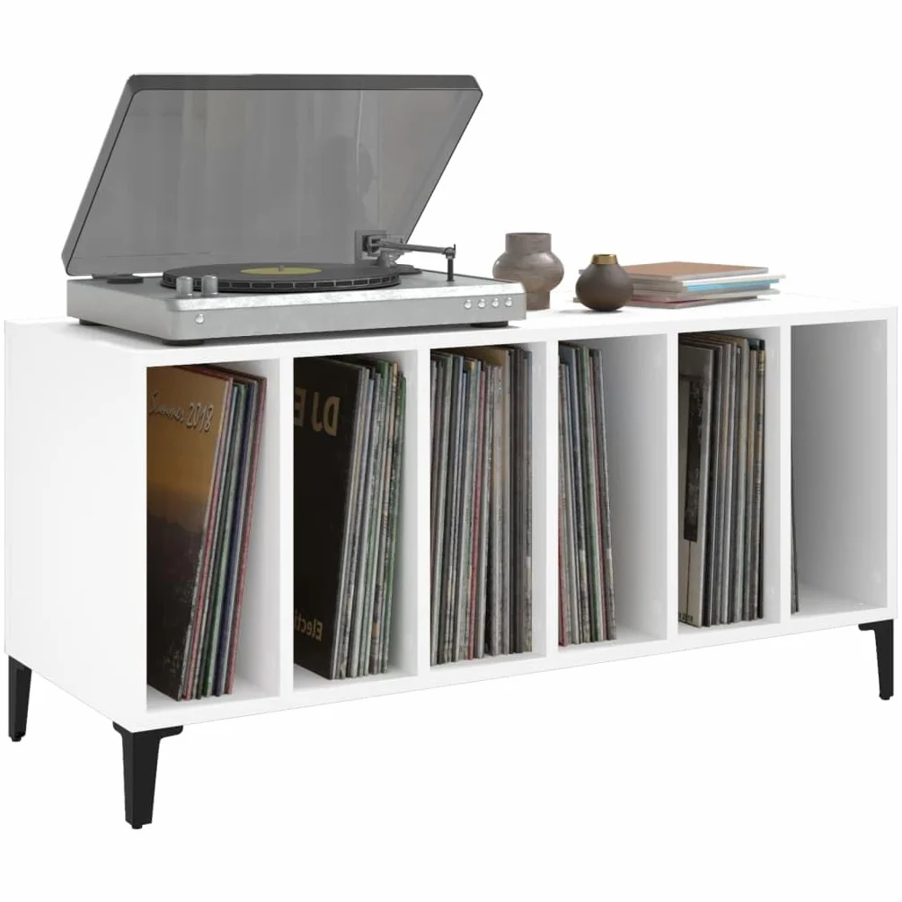 LAPOOH Mueble para Discos Madera contrachapada Blanco 100x38x48 cm, Estanteria CD, Mueble Tocadiscos, Mueble para Discos, Mueble para Vinilos, Mueble para Tocadiscos - 831981