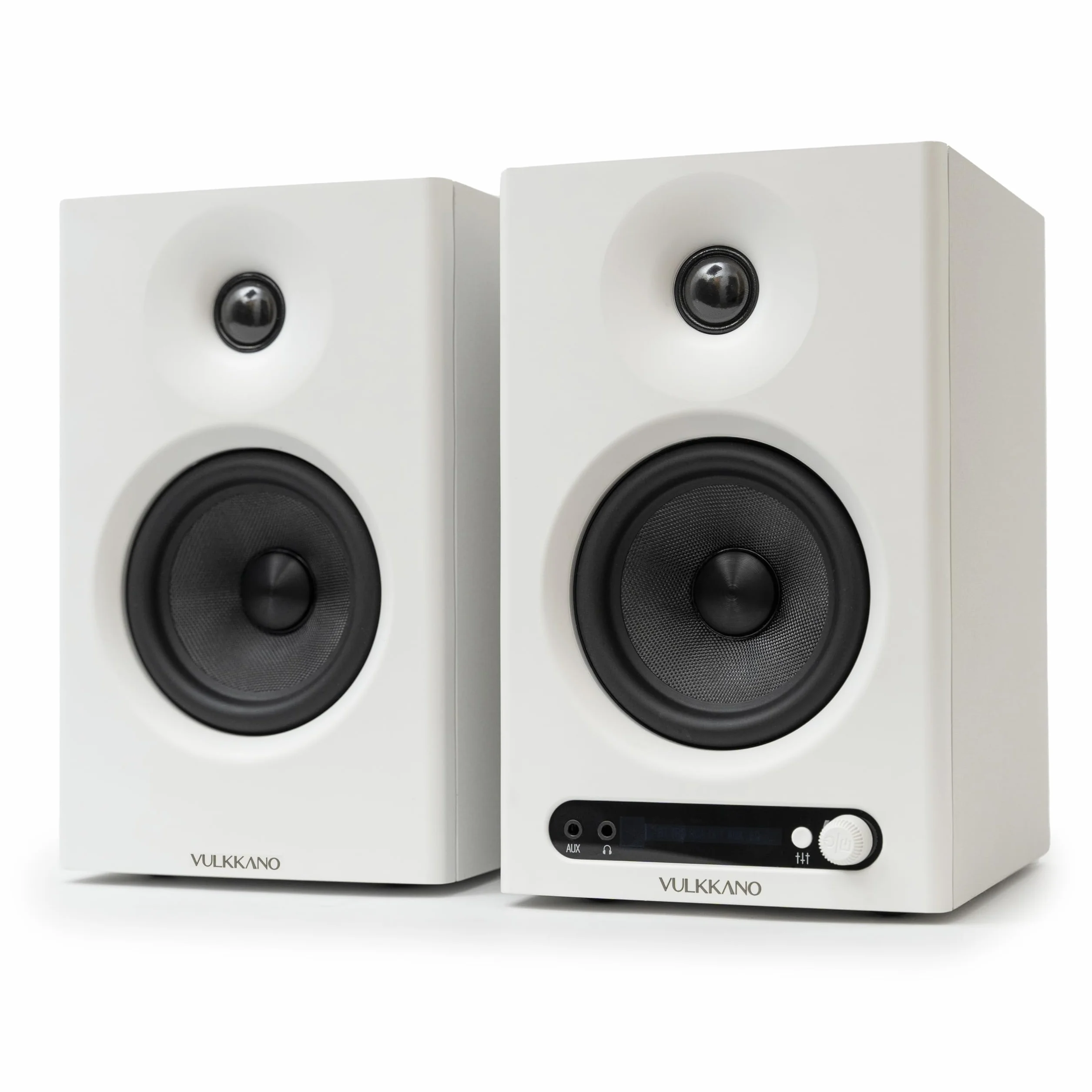 VULKKANO PRO4 Monitores de Estudio con Woofer de 4”, Bluetooth, Entrada Balanceada TRS, RCA, Salida para Cascos, AUX, Optica, ajustes de EQ, Altavoces Monitor para PC