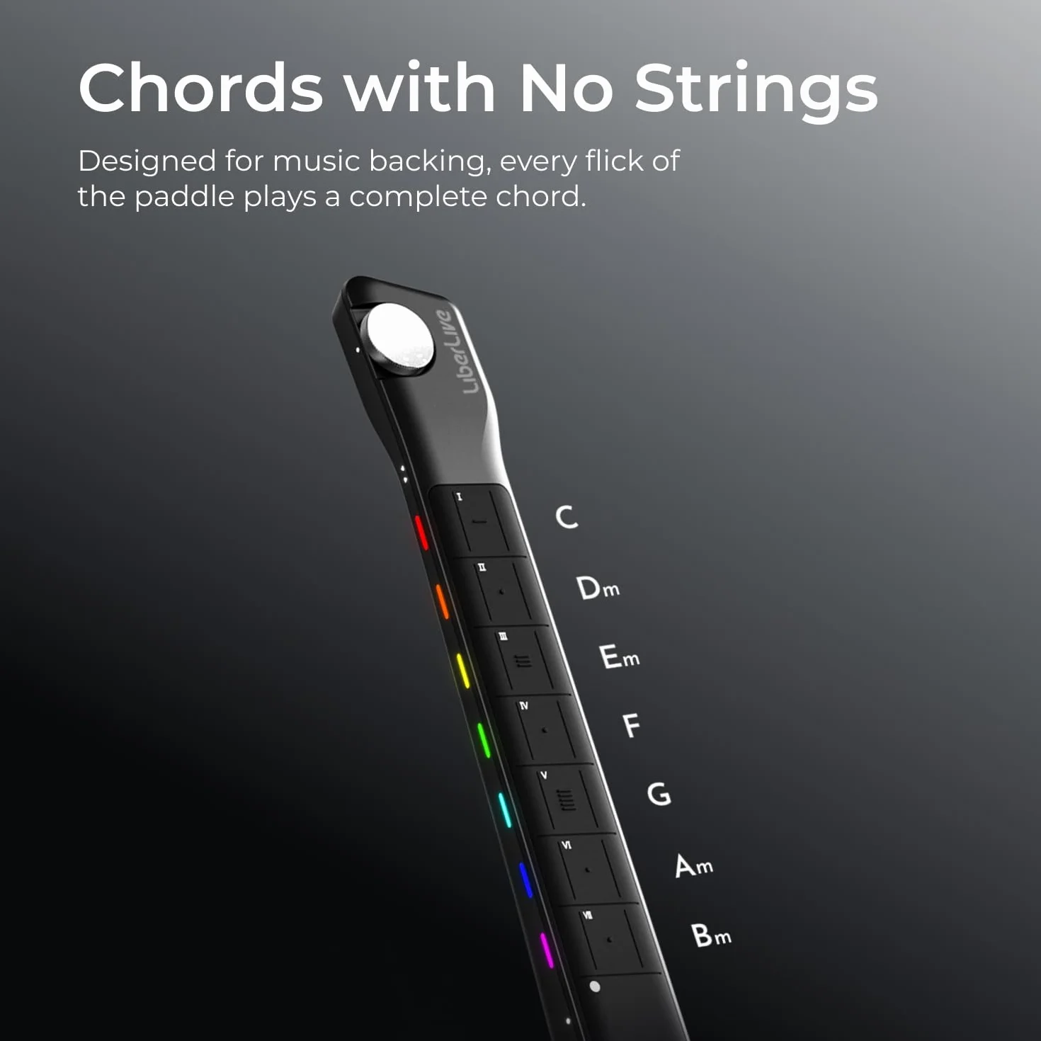 LiberLive C1 Stringless Smart Guitarra, Travel Backup guitarra plegable, generador de acordes, App Interactive Accords Blades, Tambor incorporado y línea de bajo
