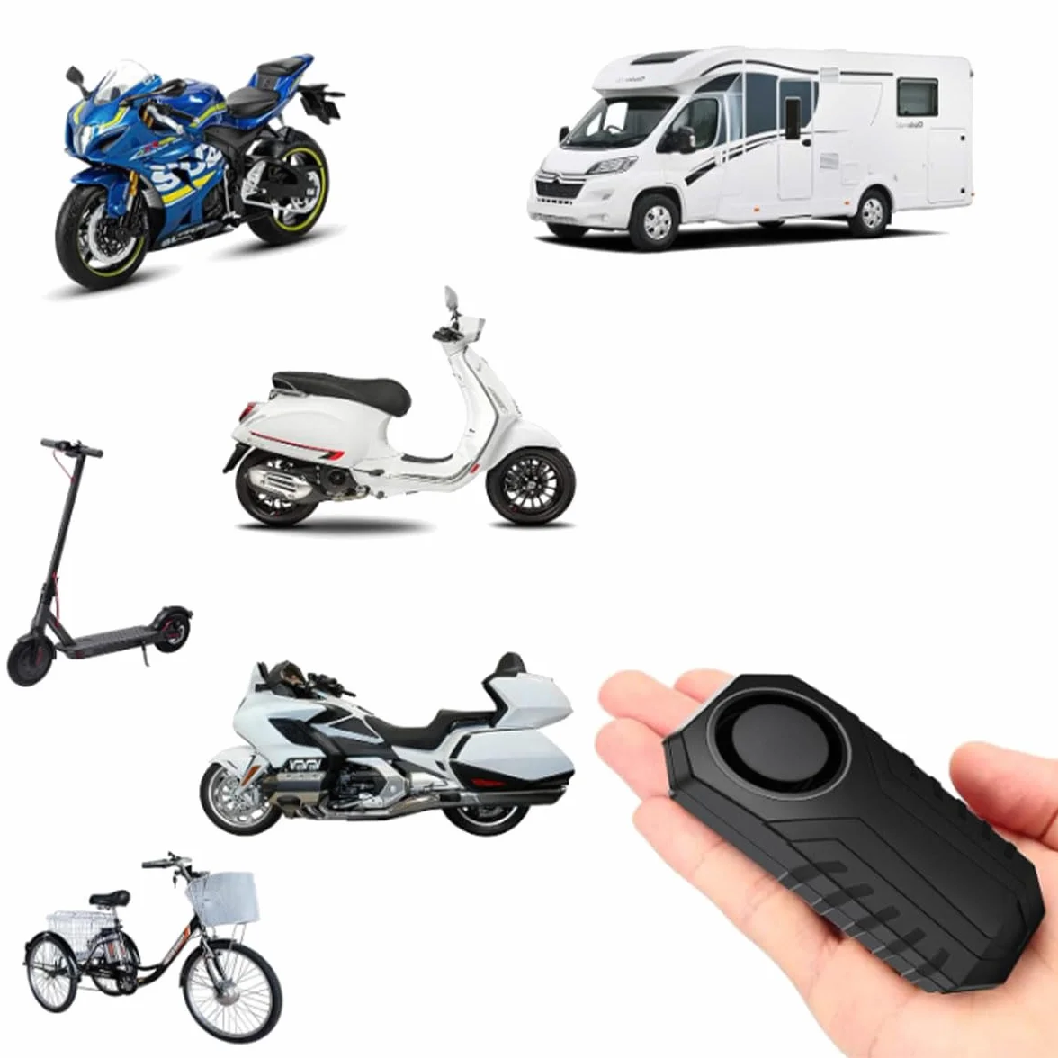 Alarma de bicicleta inalámbrica, resistente al agua y al polvo, 113 dB, alarma de seguridad para bicicletas, motocicletas, coches, scooters, vehículos, puertas y ventanas.