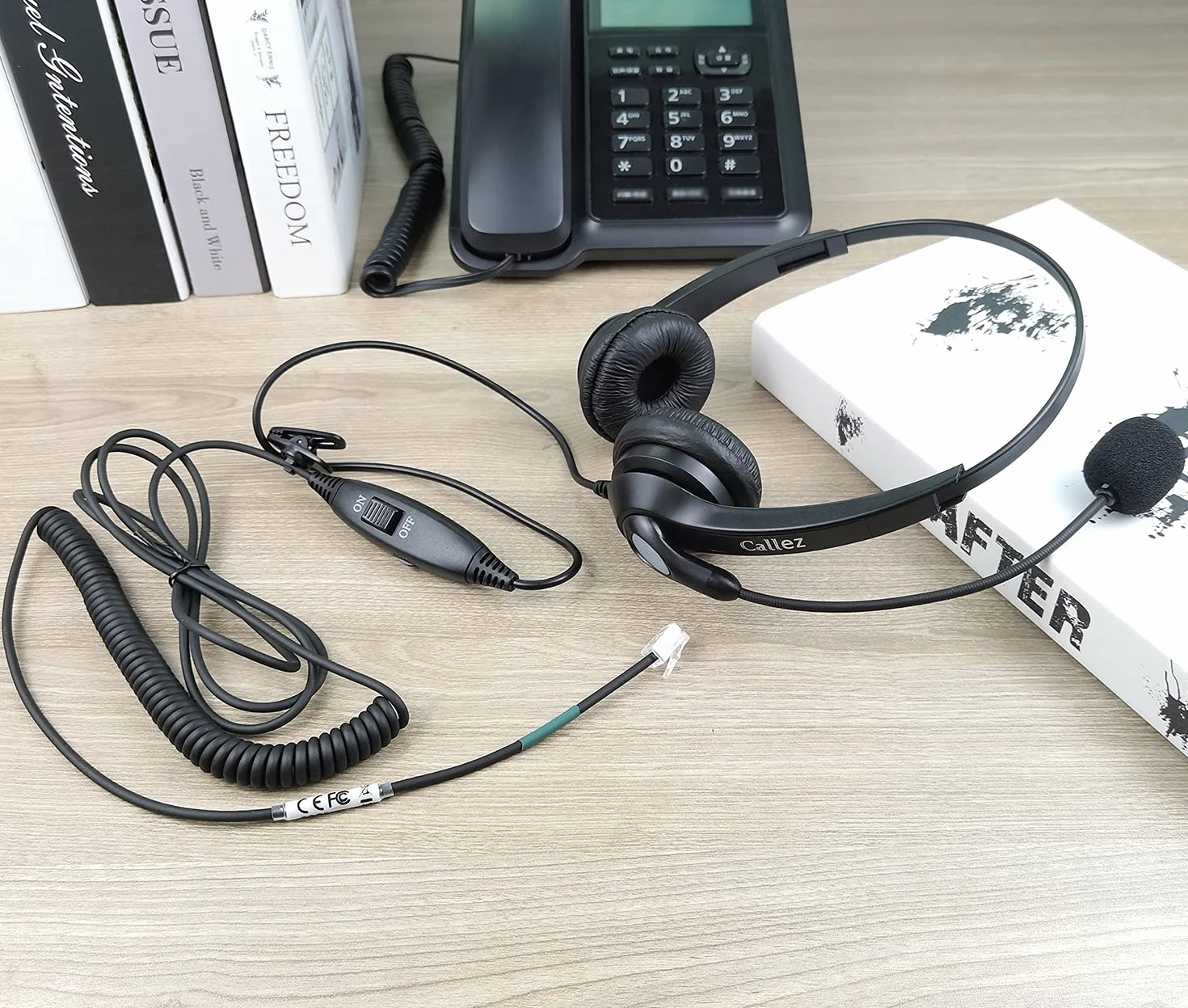 Auriculares Teléfono Fijo RJ9 Binaurales con Micrófono Cancelación de Ruido para Gigaset DA710 Fanvil X4G X7C Polycom VVX311