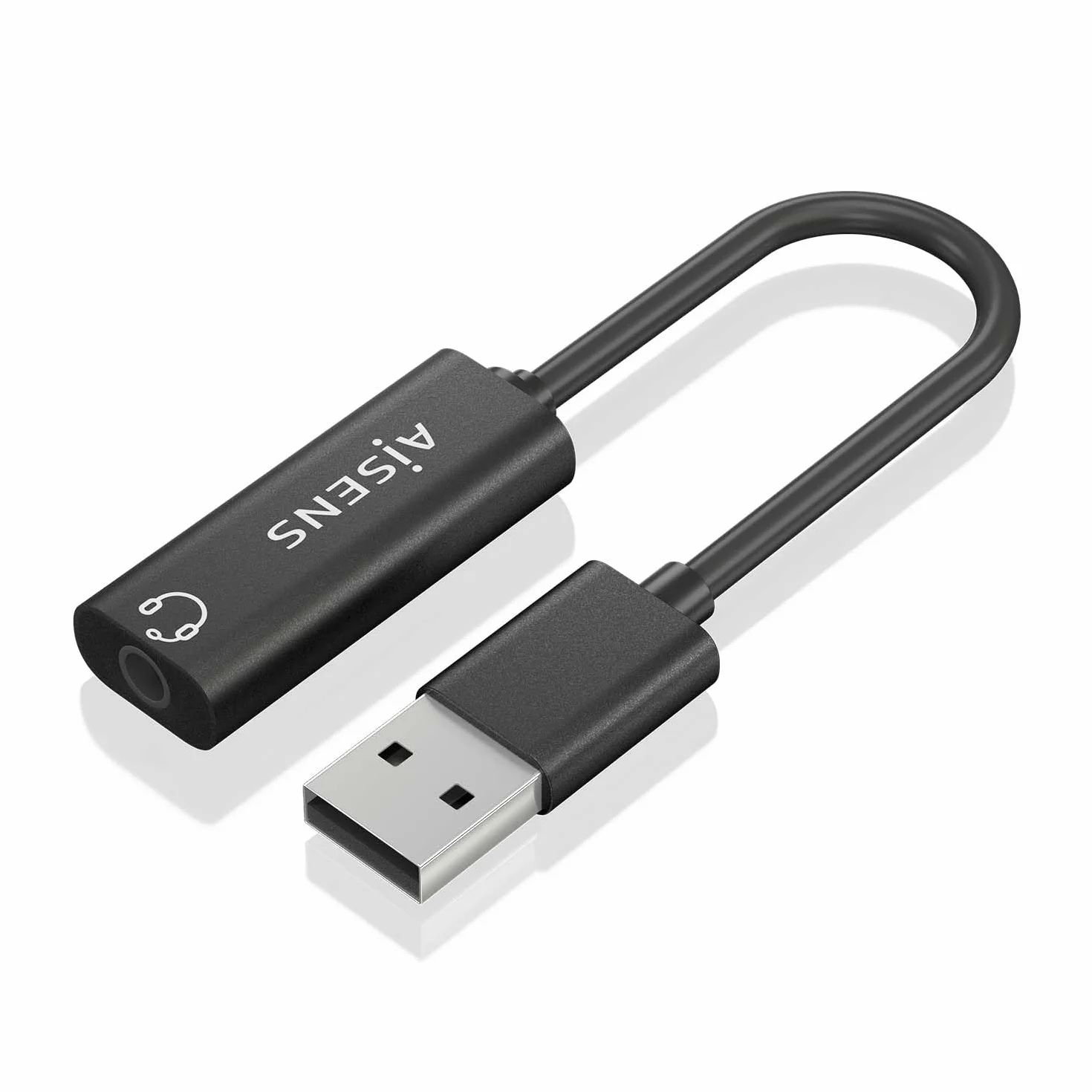 AISENS A106-0770 Conversor USB-A Audio 48kHz Jack 3.5mm Negro 10cm