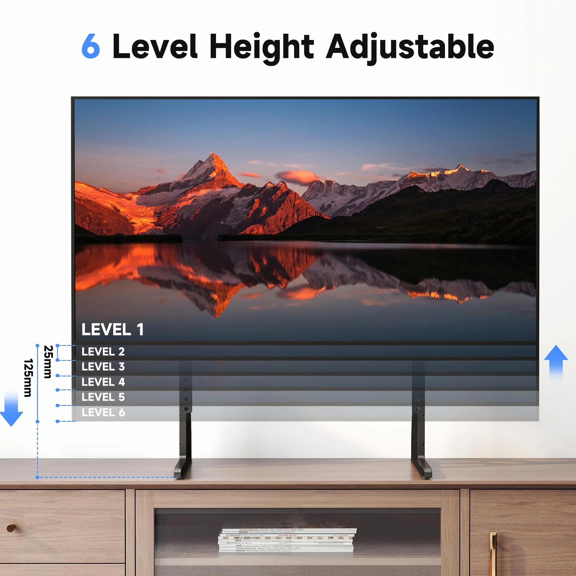XINLEI Soporte Universal para TV de 22 a 85 Pulgadas, Base metálica antivibración, Patas de Repuesto robustas y Ajustables, VESA máx. 1000 x 500 mm, Capacidad de Carga 55 kg ML1760E