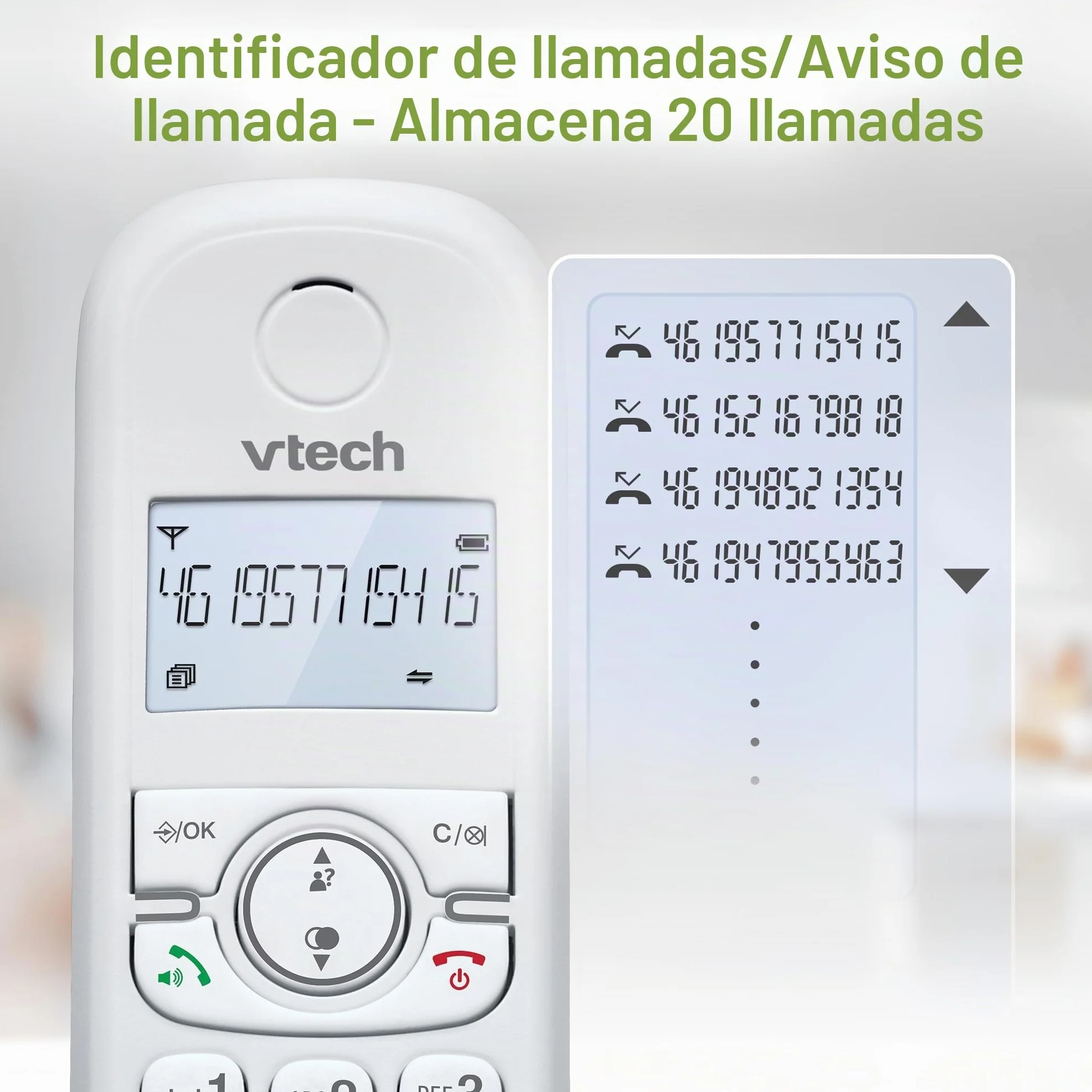 VTech CS1501 Teléfono inalámbrico Casa Duo, Teléfono Fijo DECT con Manos Libres y Bloqueo de Llamadas, Doble Carga, identificador de Llamada, LCD Pantalla retroiluminada y Teclado, Modo Eco, Blanco