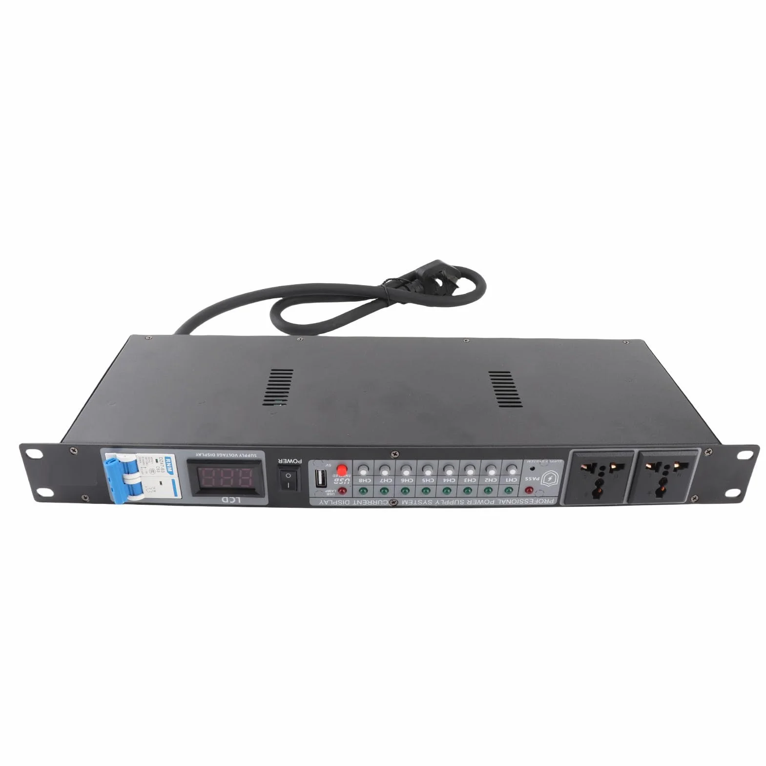 Acondicionador de Secuenciador de Potencia de 10 Salidas, Controlador de Fuente de Alimentación para Equipos de Audio y Video Profesional con Pantalla Digital Clara para Configuración de