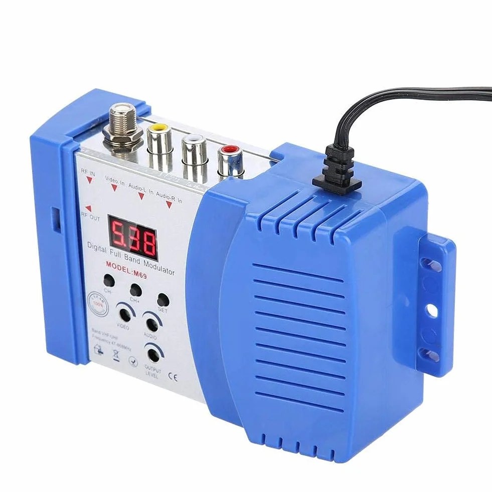 Bewinner Modulador Digital de Radiofrecuencia Universal Compacto para Hogar - Convertidor de Señal de Audio y Video VHF UHF EU Compatible con Sistemas de Televisión Domésticos