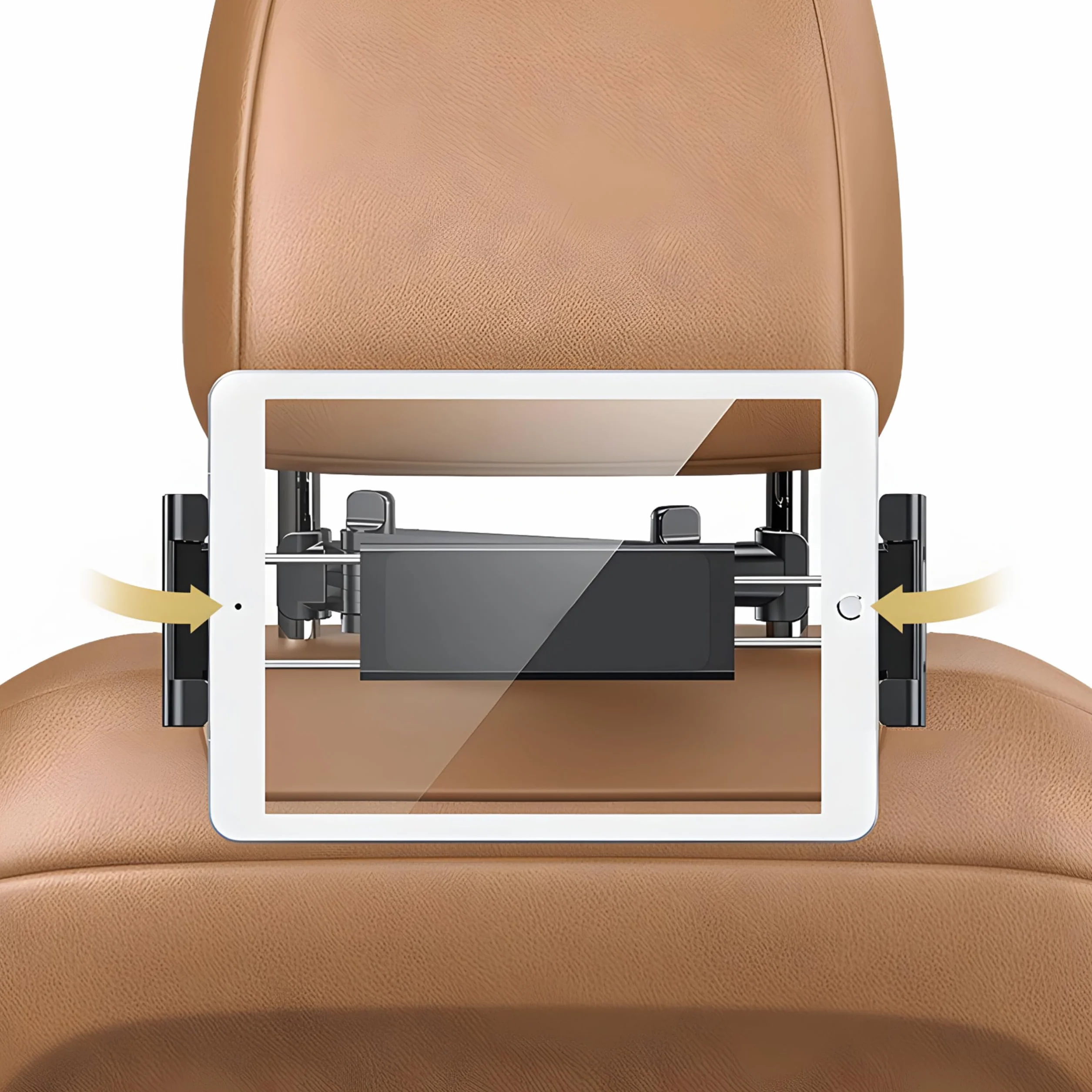 Retoo Soporte Tablet Coche Reposacabezas, Sujeta Cabezas 360° Rotación, Ajustable para Niños, Compatible con Dispositivos de 140-250mm, Funda y Accesorios para Móvil y Tablet