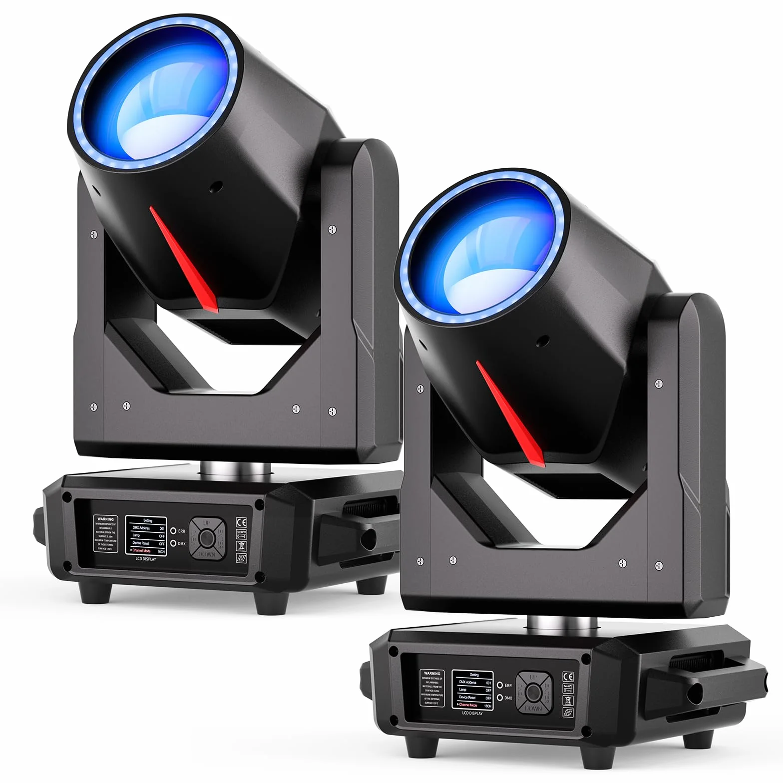 Beam Cabeza Móvil LED Iluminación de Escenario 380W, Juegos de Luz RGBW 14 Patrones 15 Colores Enfoque Electrónico DMX512 Prisma Rotación de 360 ° para Bodas Discoteca Teatros 2PCS