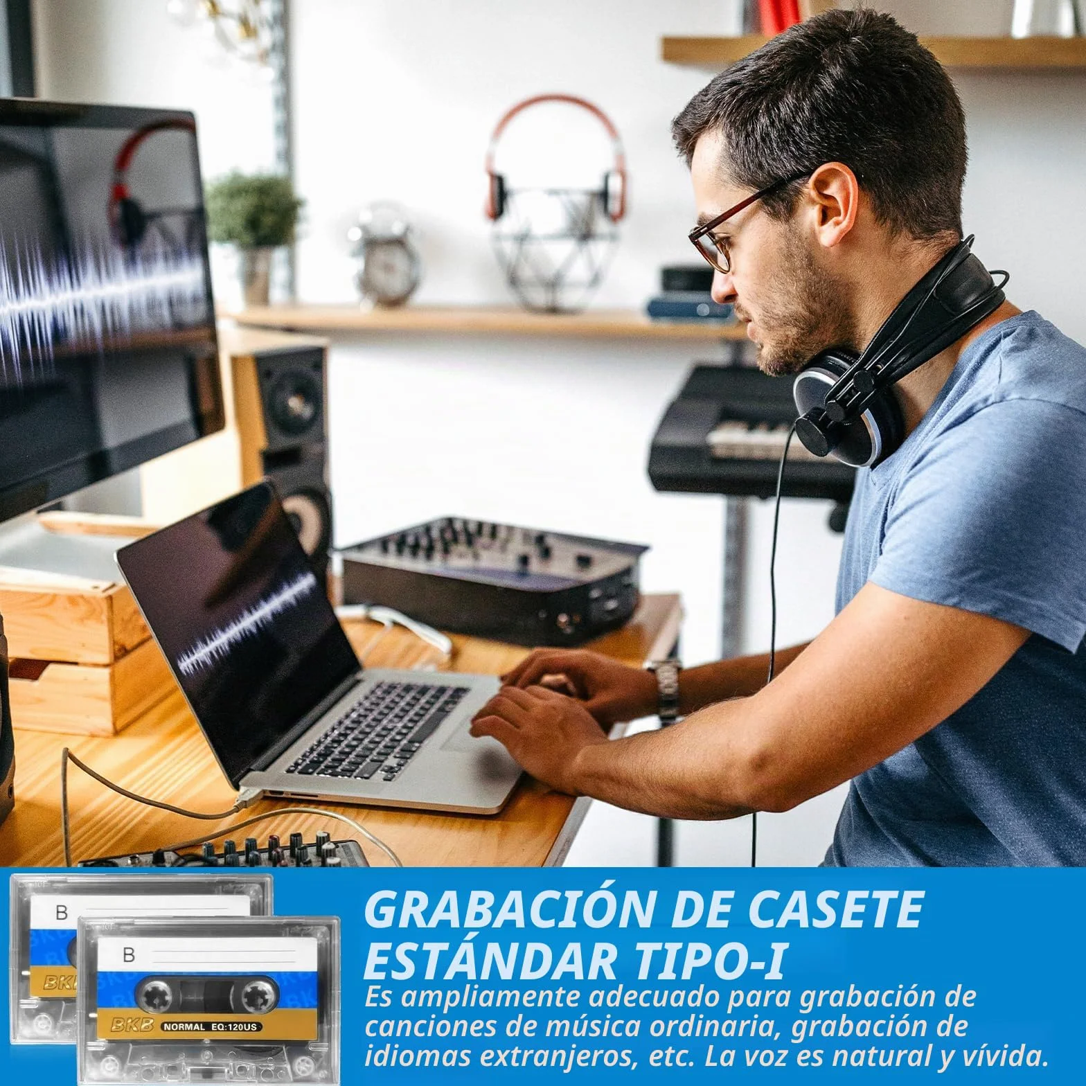 Casetes de audio 90 min vacíos bajo ruido para grabaciones