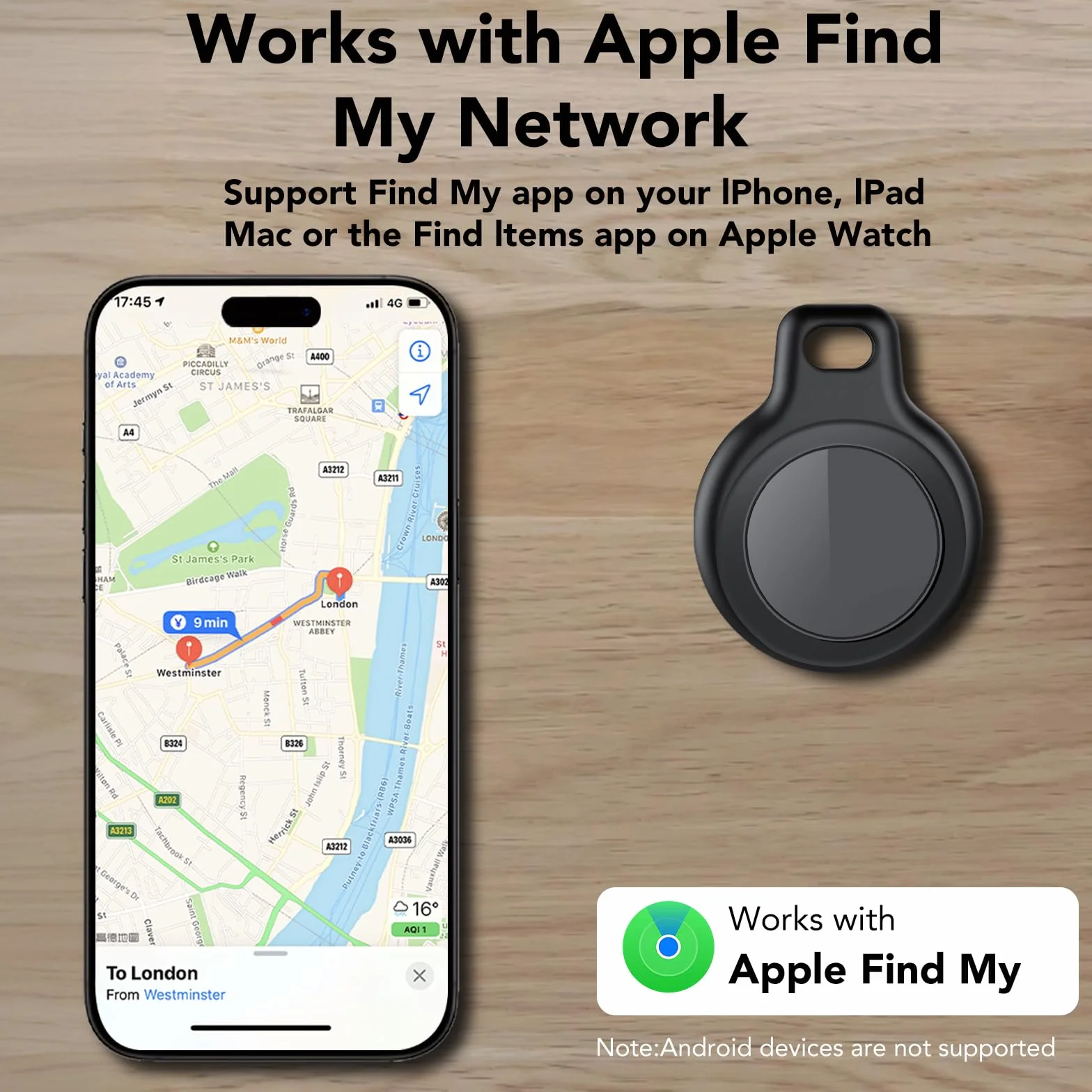 Air Tracker Tag 4 Pack, Localizador GPS, Smart Mini Localizador de Objetos Bluetooth con Apple Search (sólo iOS), IP67 Impermeable, Batería Reemplazable, Llaves/Coche/Mochila/Cartera/Maletas Viaje